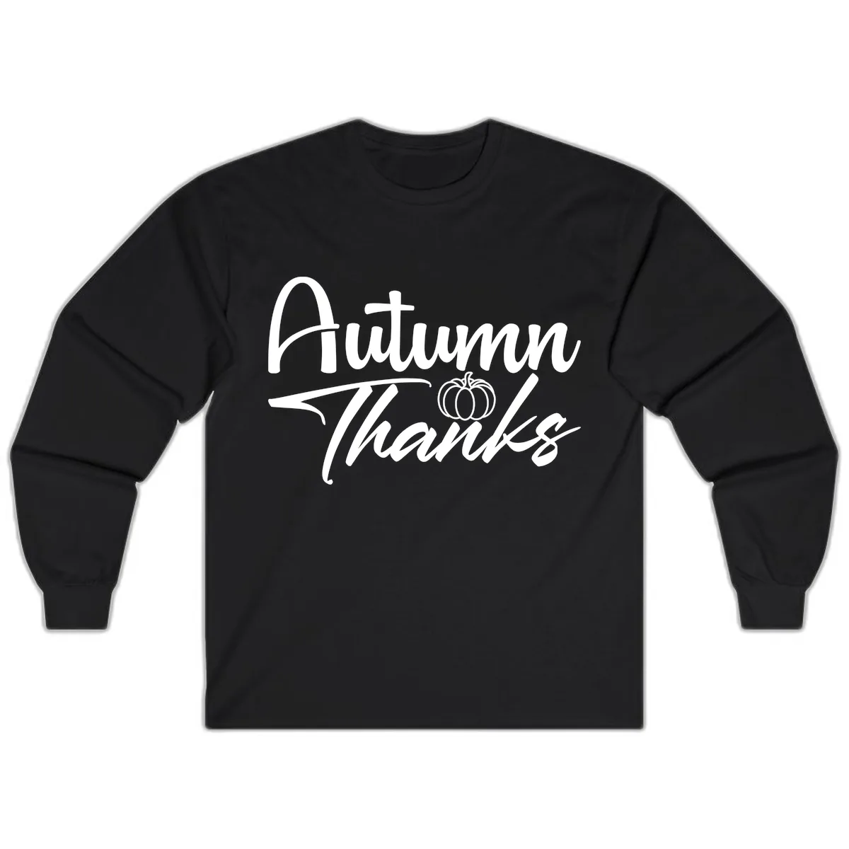 Autumn Thanks Script Design Long Sleeve in Black