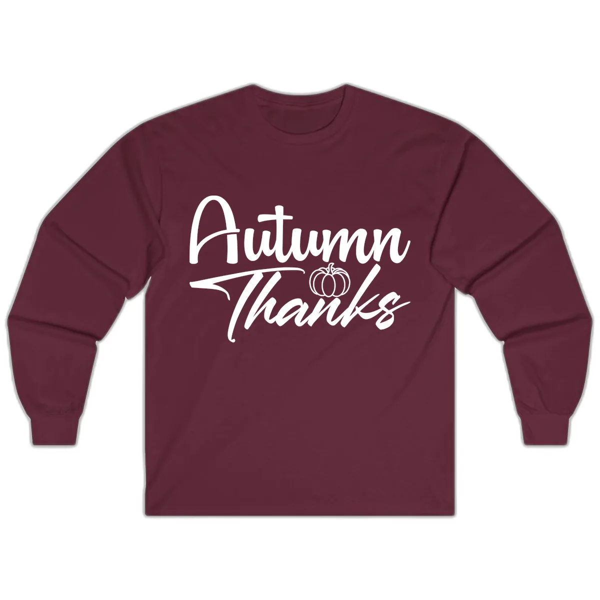 Autumn Thanks Script Design Long Sleeve in Maroon
