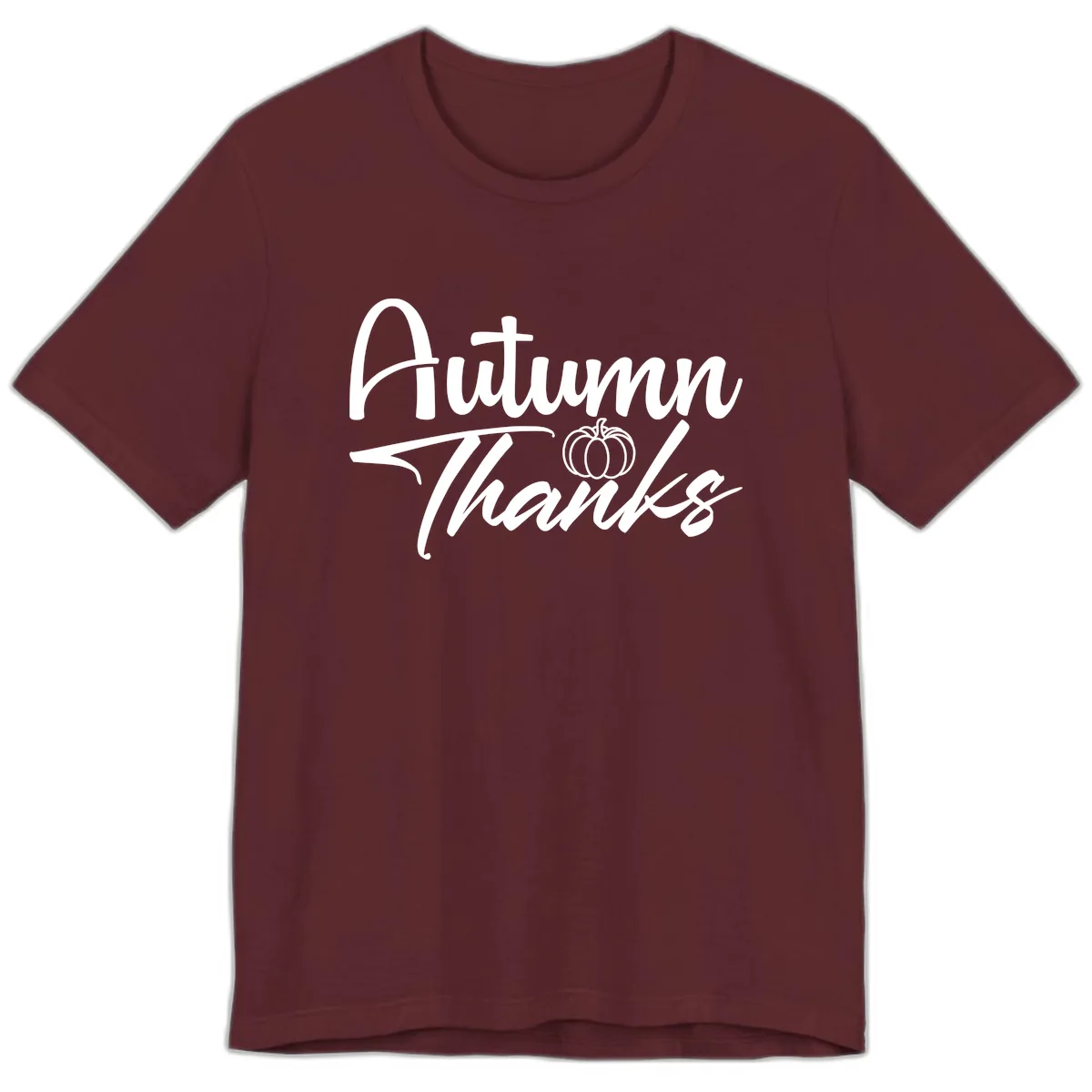 Autumn Thanks Script Design Premium T-Shirt in Maroon