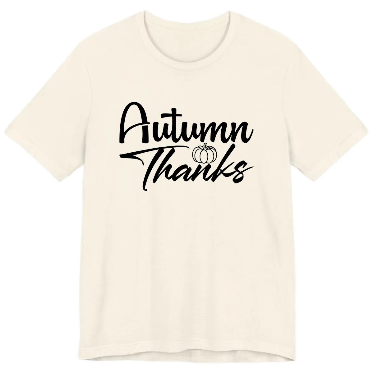 Autumn Thanks Script Design Premium T-Shirt in Natural