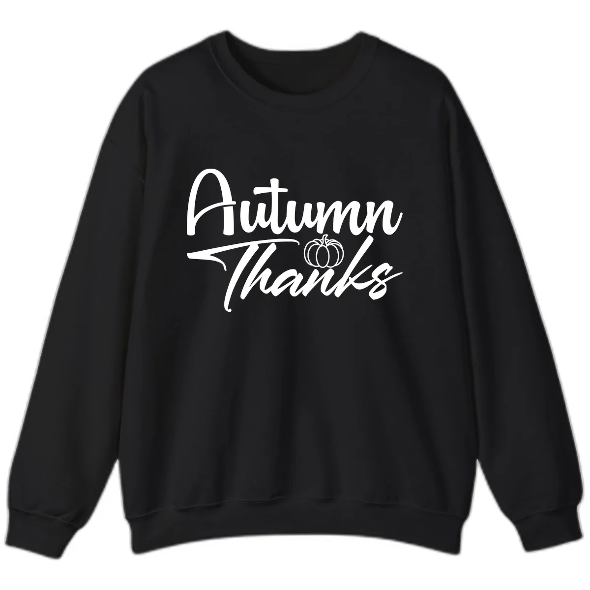 Autumn Thanks Script Design Sweatshirt in Black