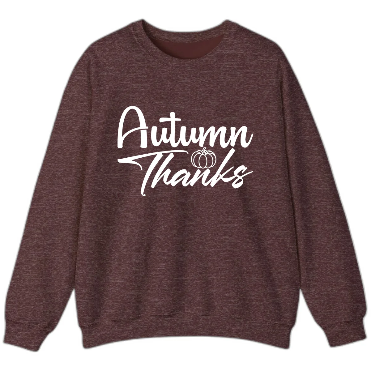 Autumn Thanks Script Design Sweatshirt in Heather Sport Dark Maroon