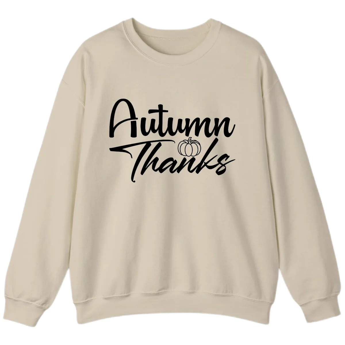 Autumn Thanks Script Design Sweatshirt in Sand