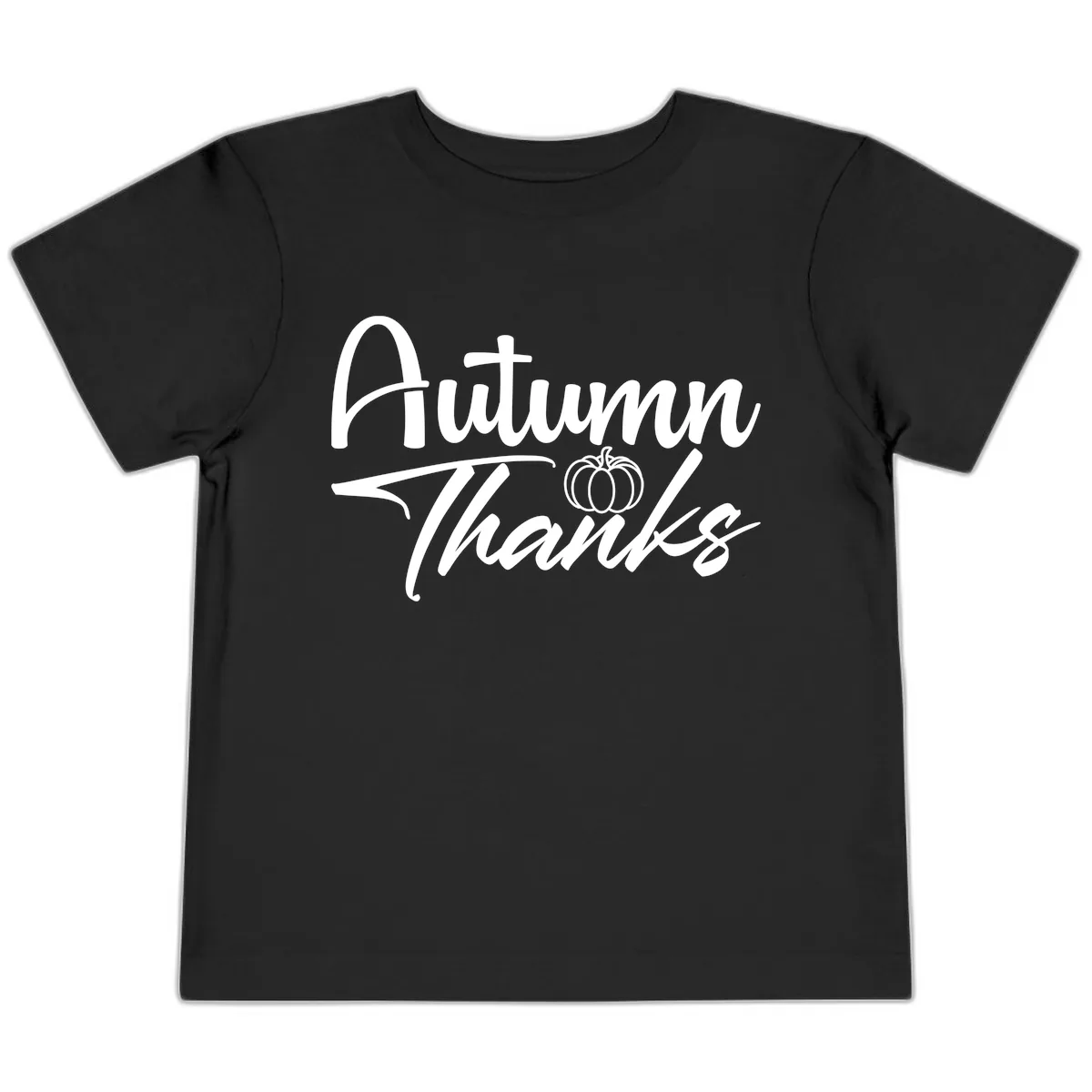 Autumn Thanks Script Design Toddler T-Shirt in Black
