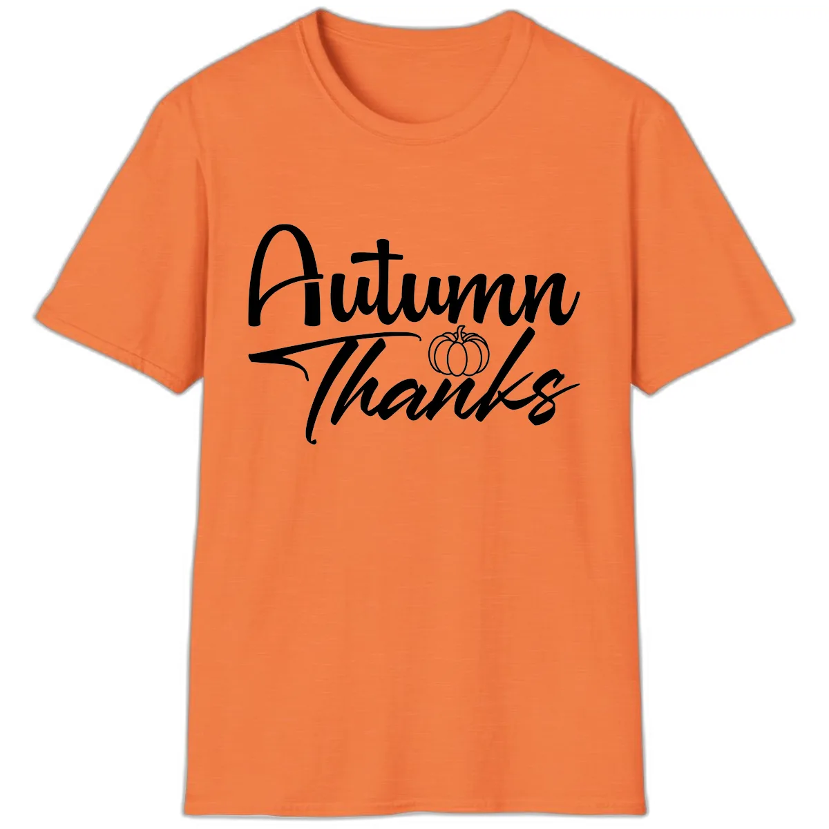Autumn Thanks Script Design T-Shirt in Heather Orange