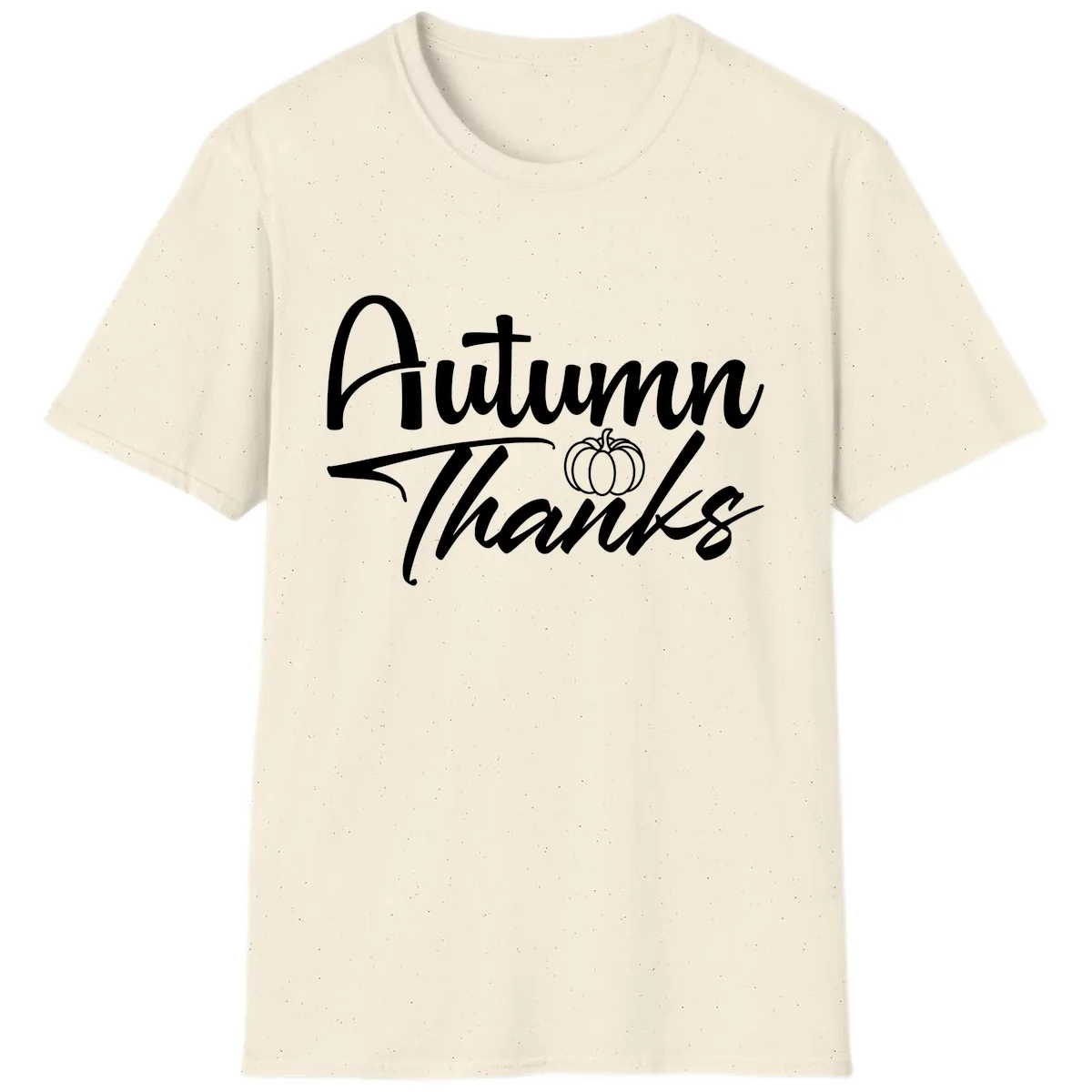 Autumn Thanks Script Design T-Shirt in Natural