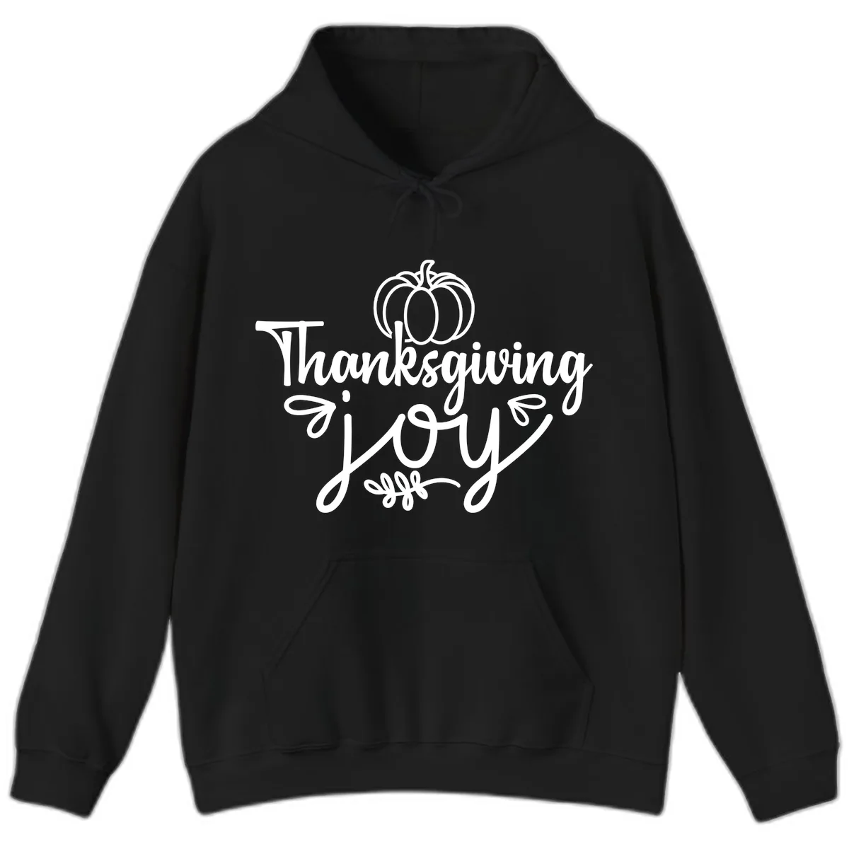 Thanksgiving Joy Script Design Hoodie in Black