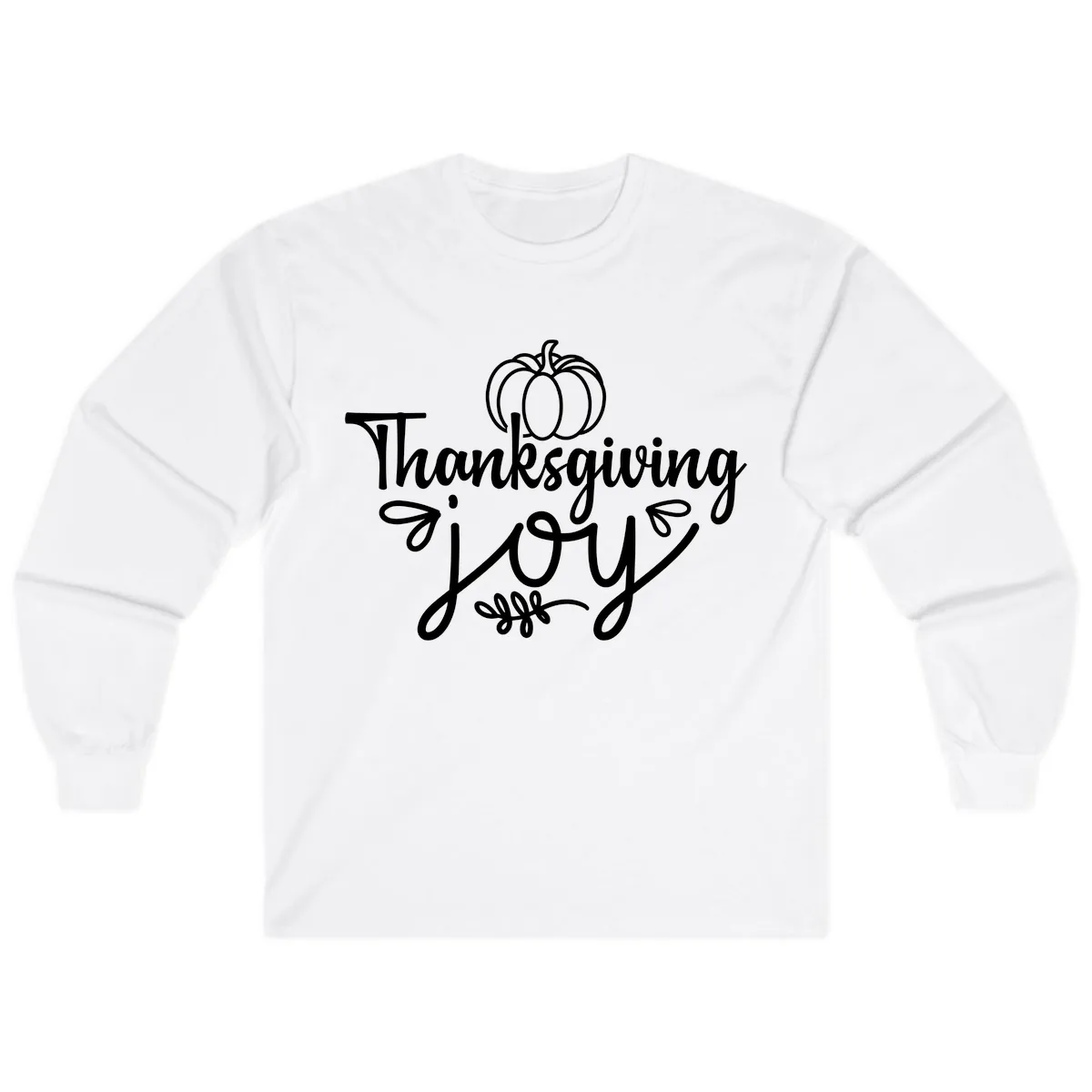 Thanksgiving Joy Script Design Long Sleeve in White