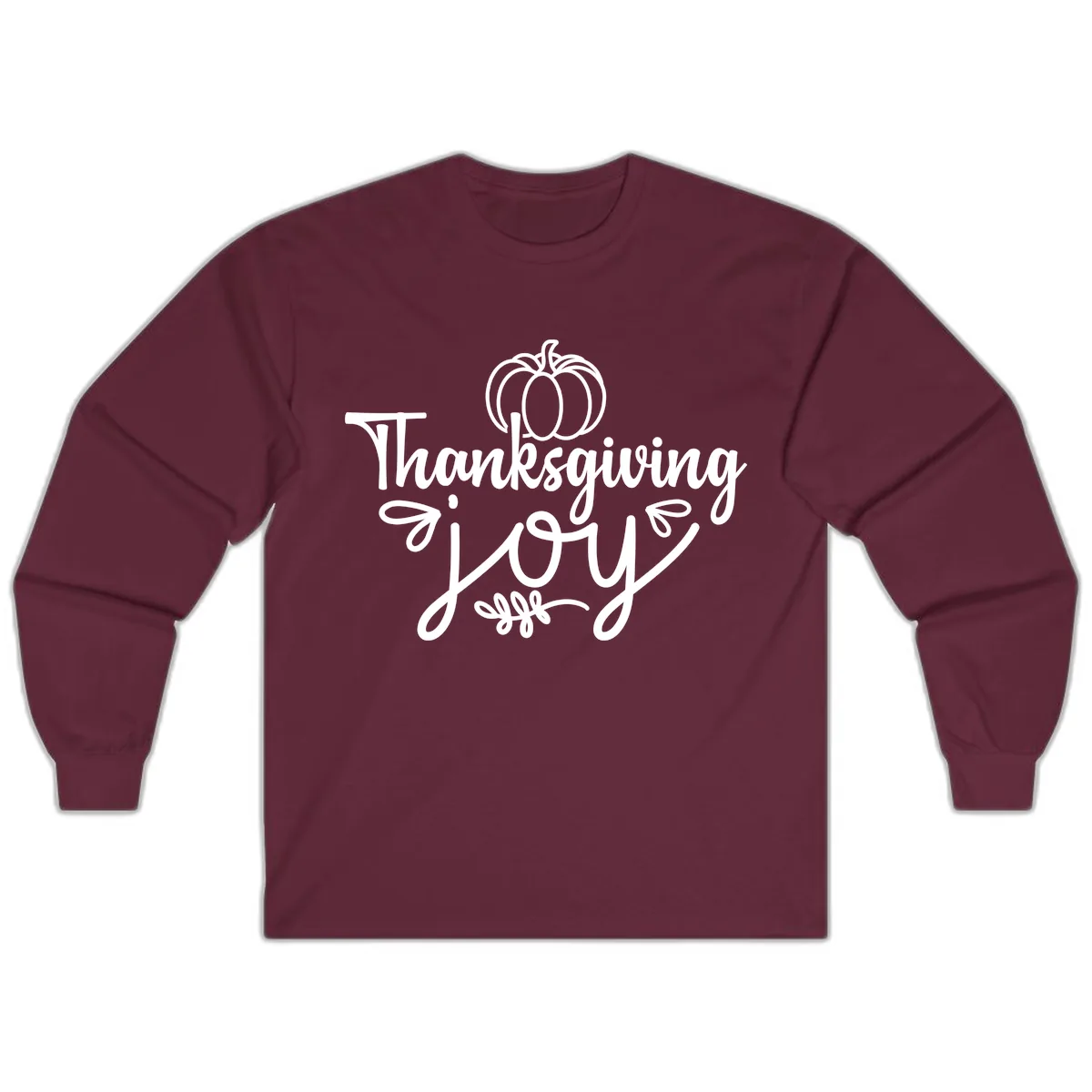 Thanksgiving Joy Script Design Long Sleeve in Maroon