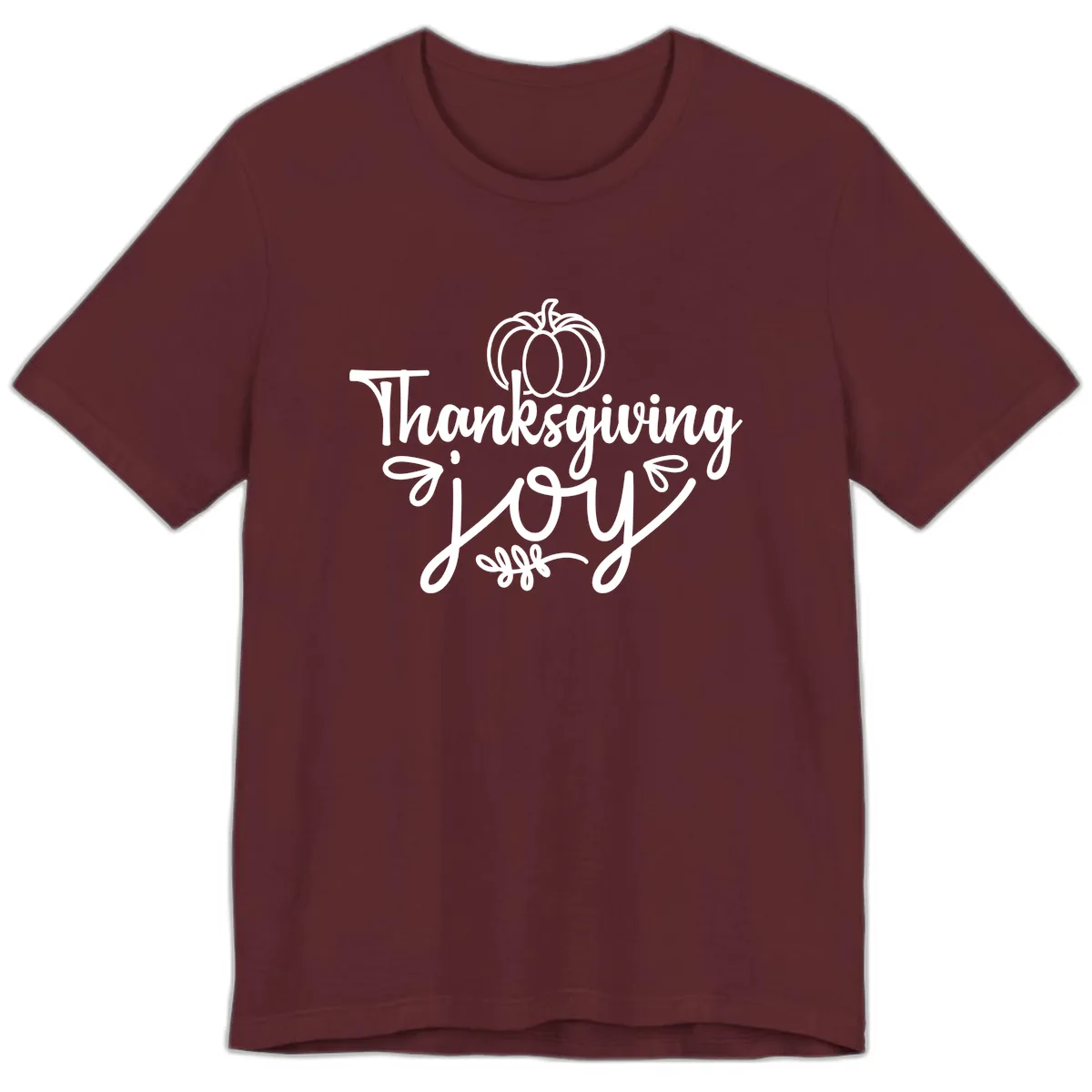 Thanksgiving Joy Script Design Premium T-Shirt in Maroon