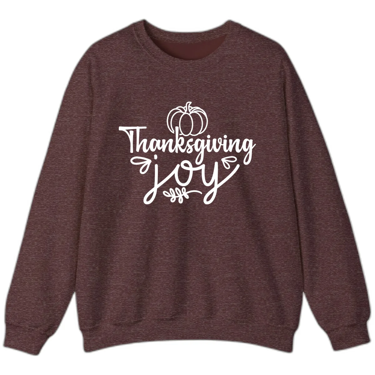 Thanksgiving Joy Script Design Sweatshirt in Heather Sport Dark Maroon