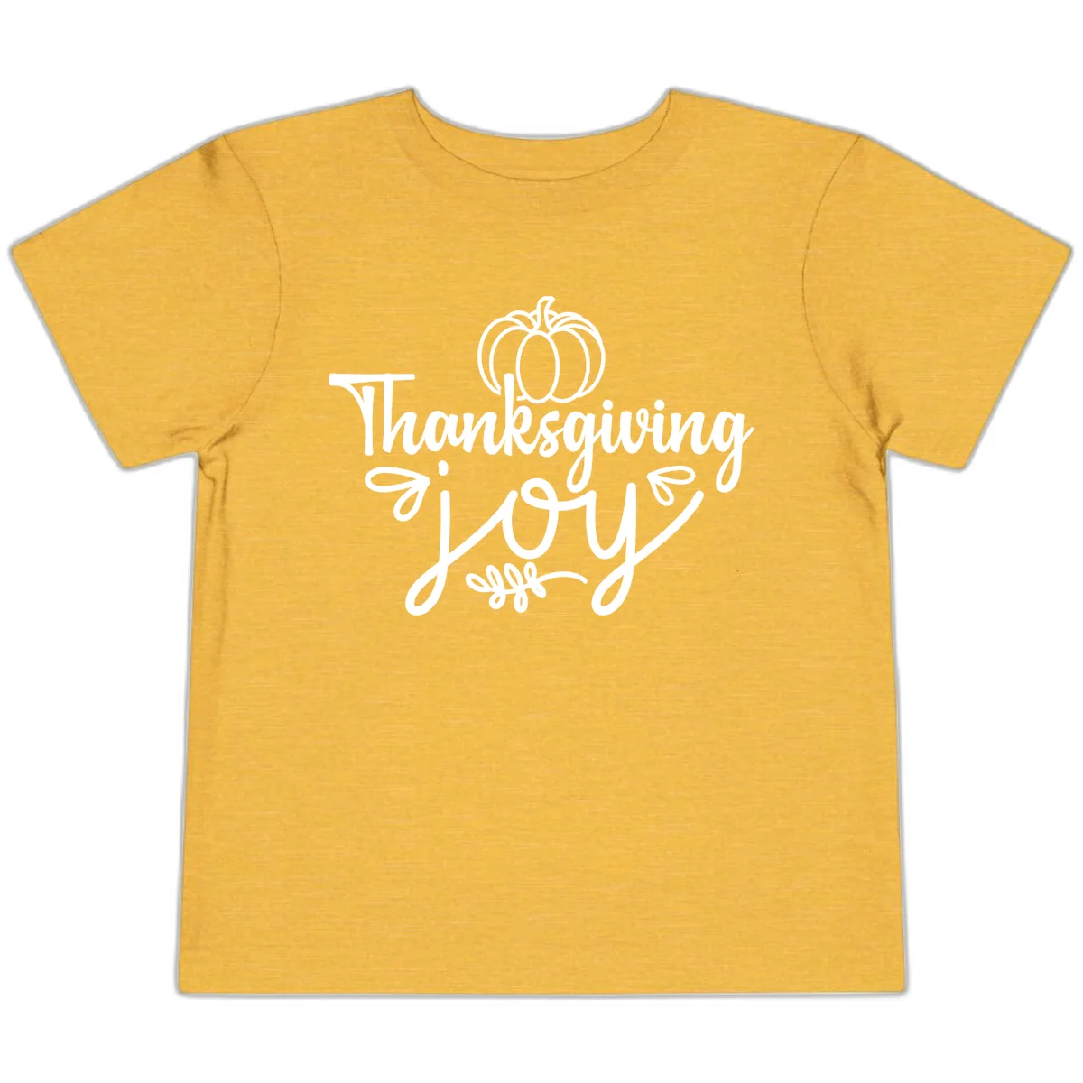 Thanksgiving Joy Script Design Toddler T-Shirt in Heather Yellow Gold