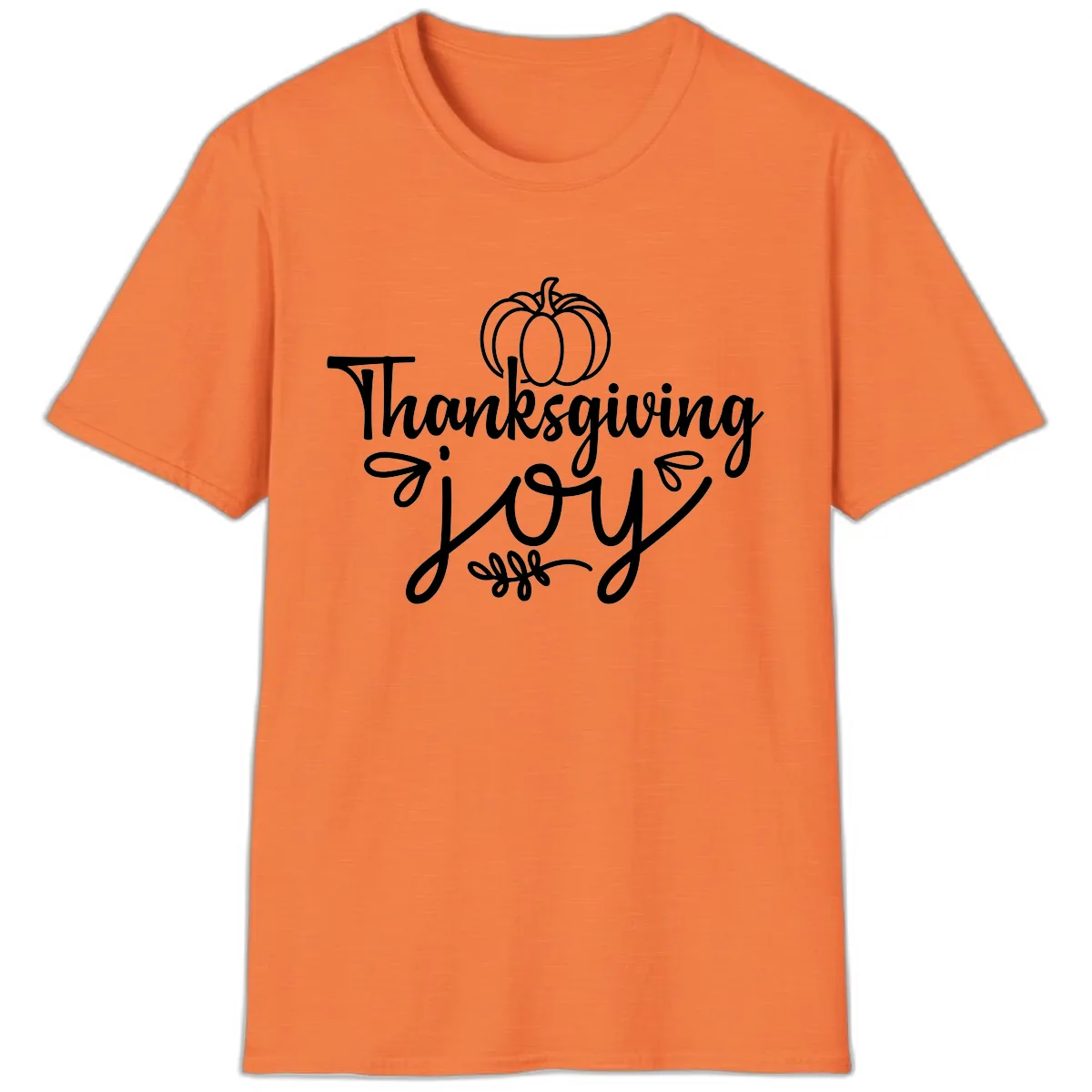 Thanksgiving Joy Script Design T-Shirt in Heather Orange