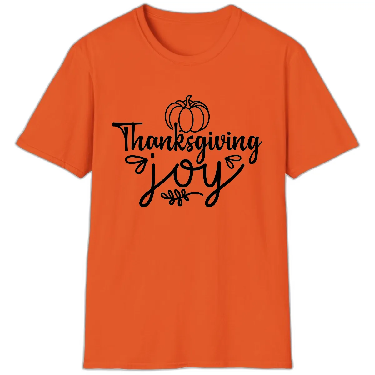 Thanksgiving Joy Script Design T-Shirt in Orange
