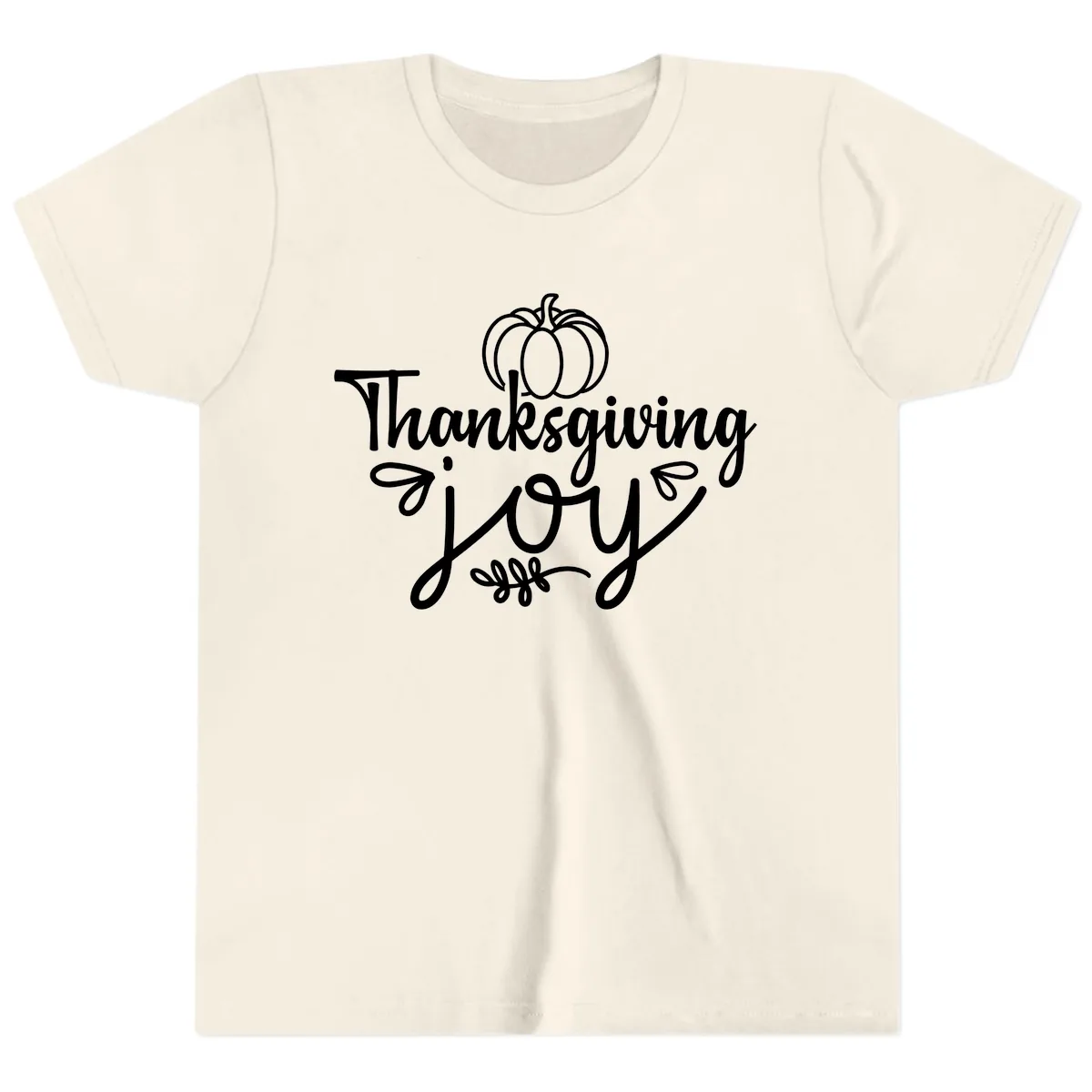 Thanksgiving Joy Script Design Youth T-Shirt in Natural