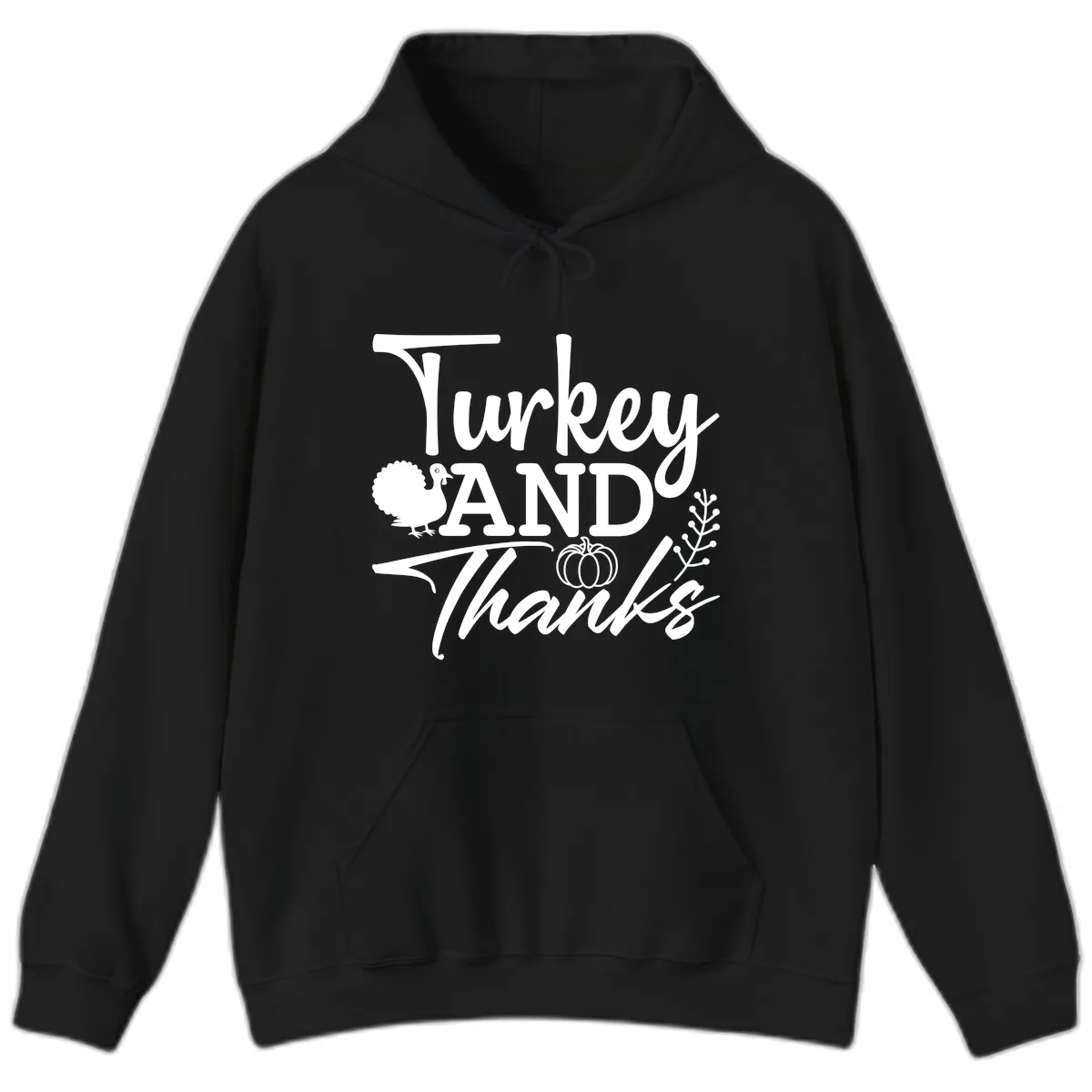 Turkey And Thanks Thanksgiving Hoodie in Black