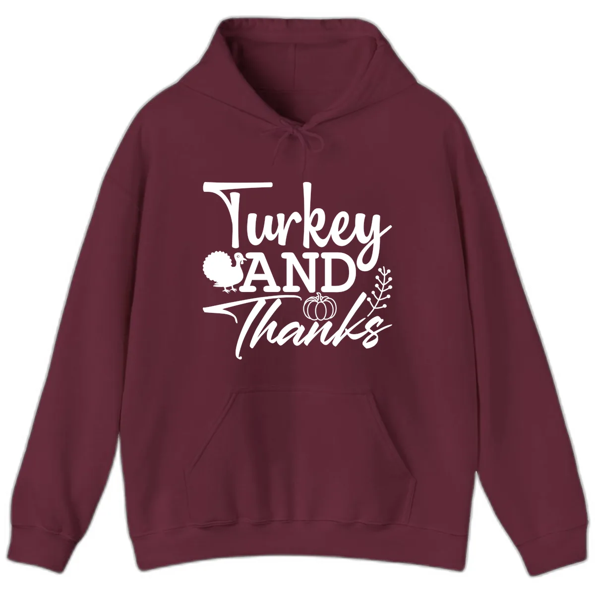Turkey And Thanks Thanksgiving Hoodie in Maroon