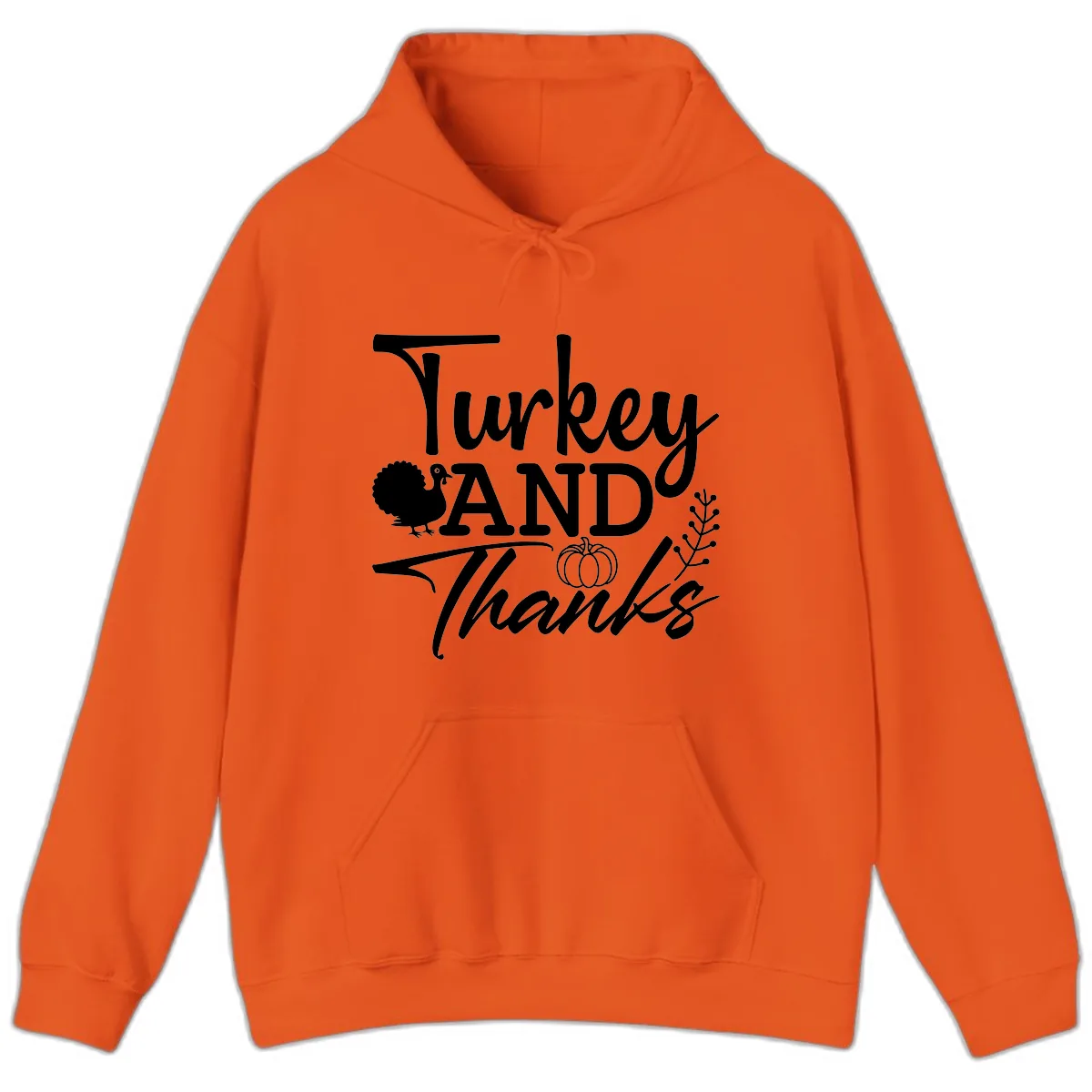 Turkey And Thanks Thanksgiving Hoodie in Orange