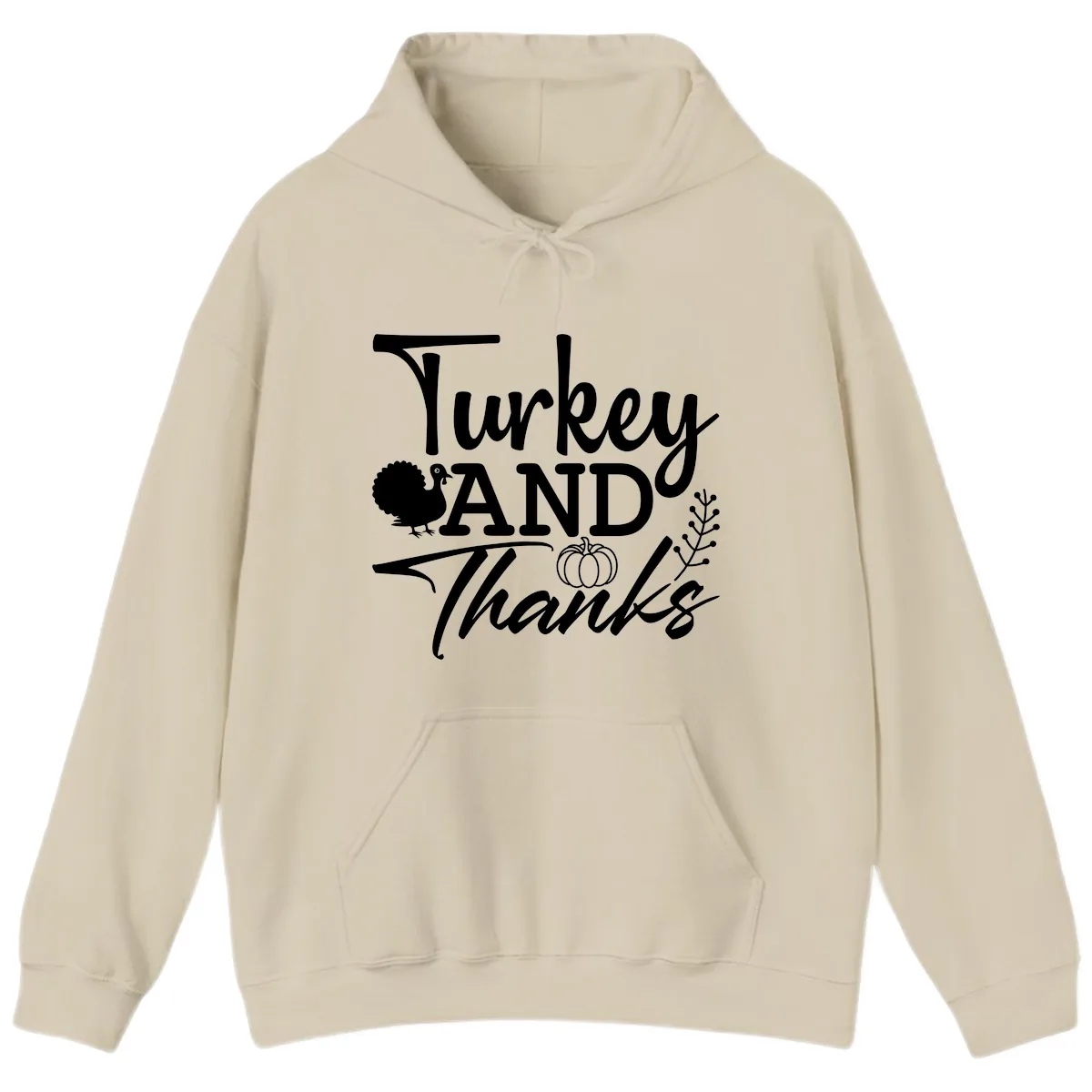 Turkey And Thanks Thanksgiving Hoodie in Sand