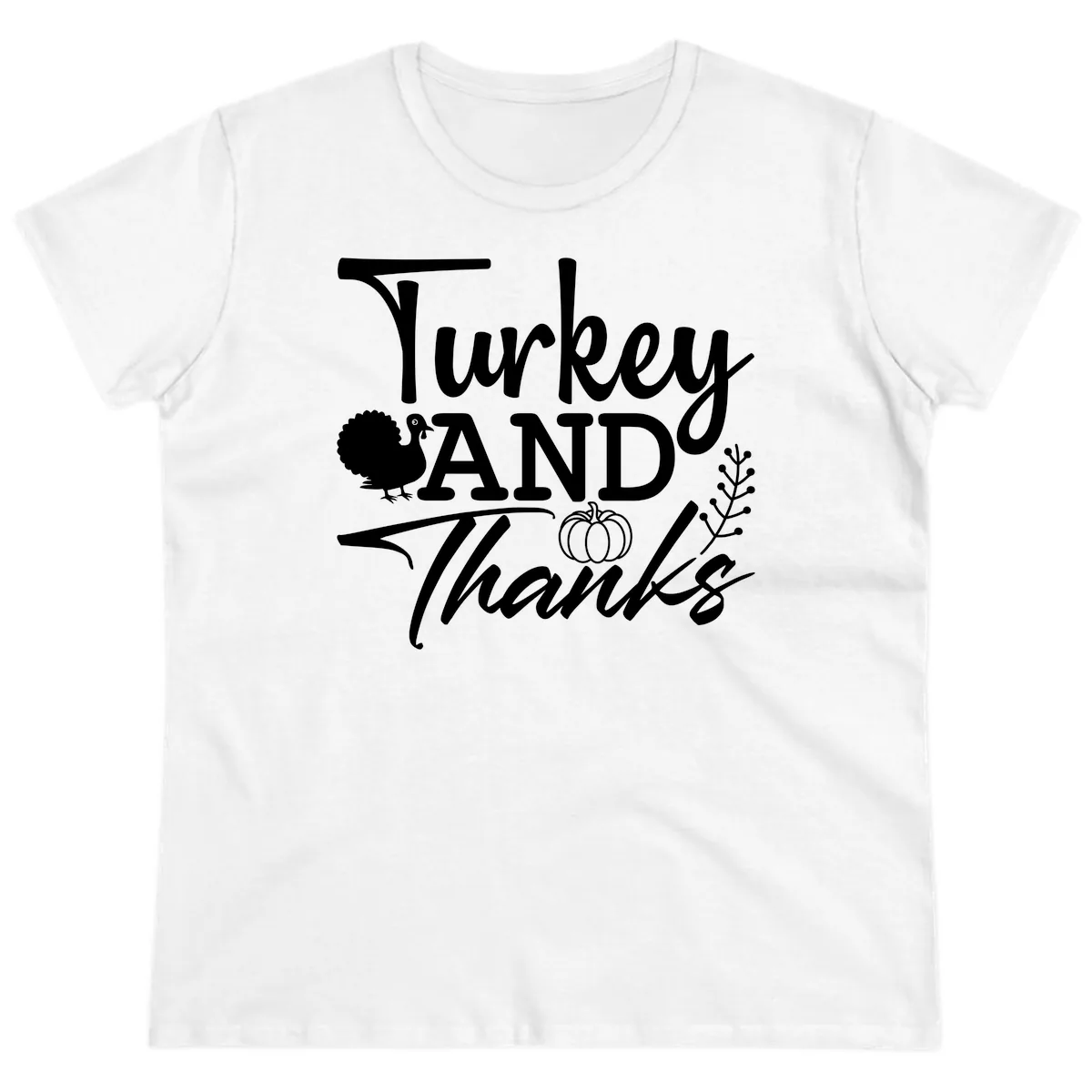 Turkey And Thanks Thanksgiving Ladies Tee in White