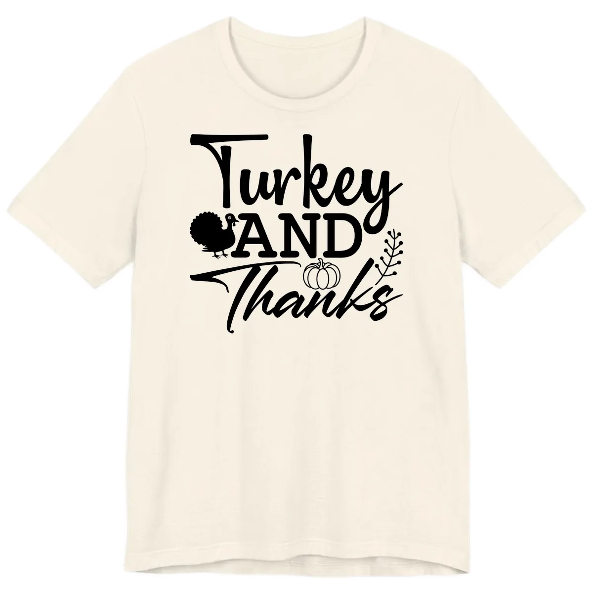 Turkey And Thanks Thanksgiving Premium T-Shirt in Natural