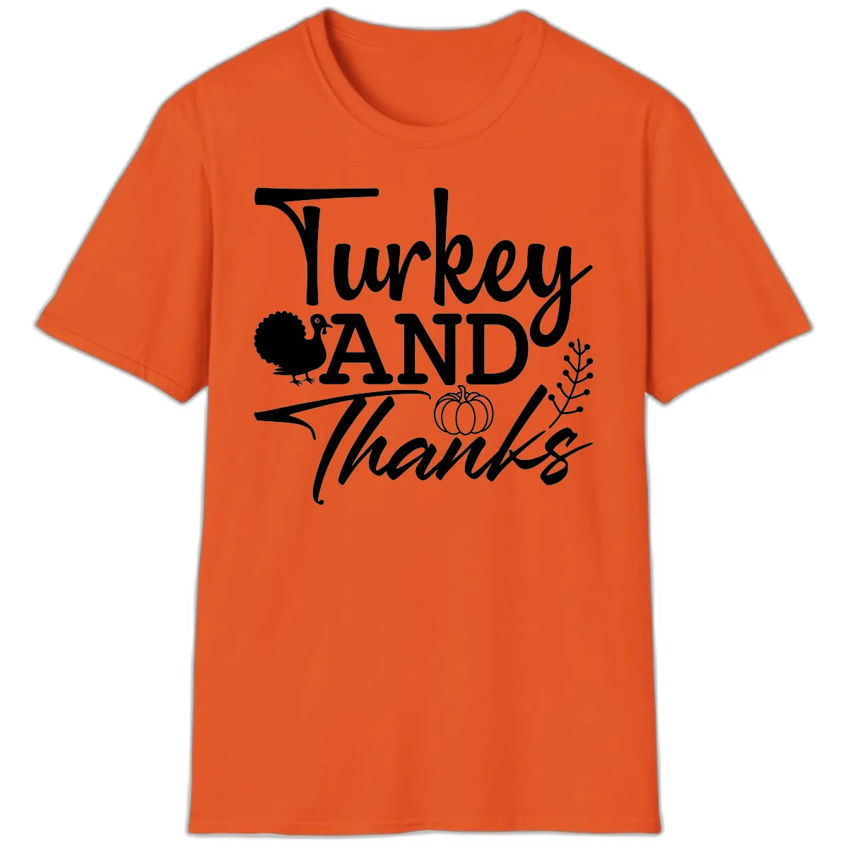 Turkey And Thanks Thanksgiving T-Shirt in Orange