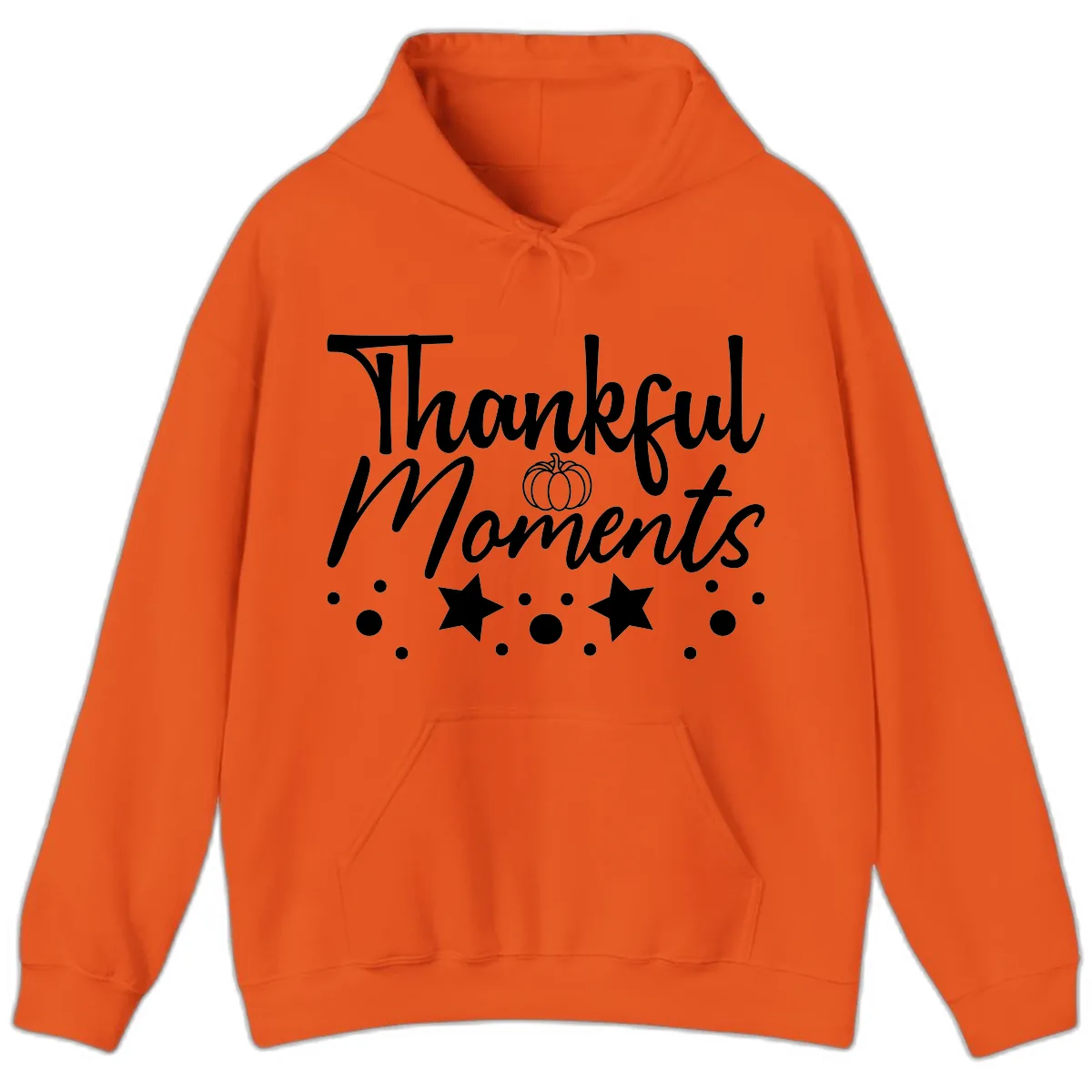 Thankful Moments Autumn Design Hoodie in Orange