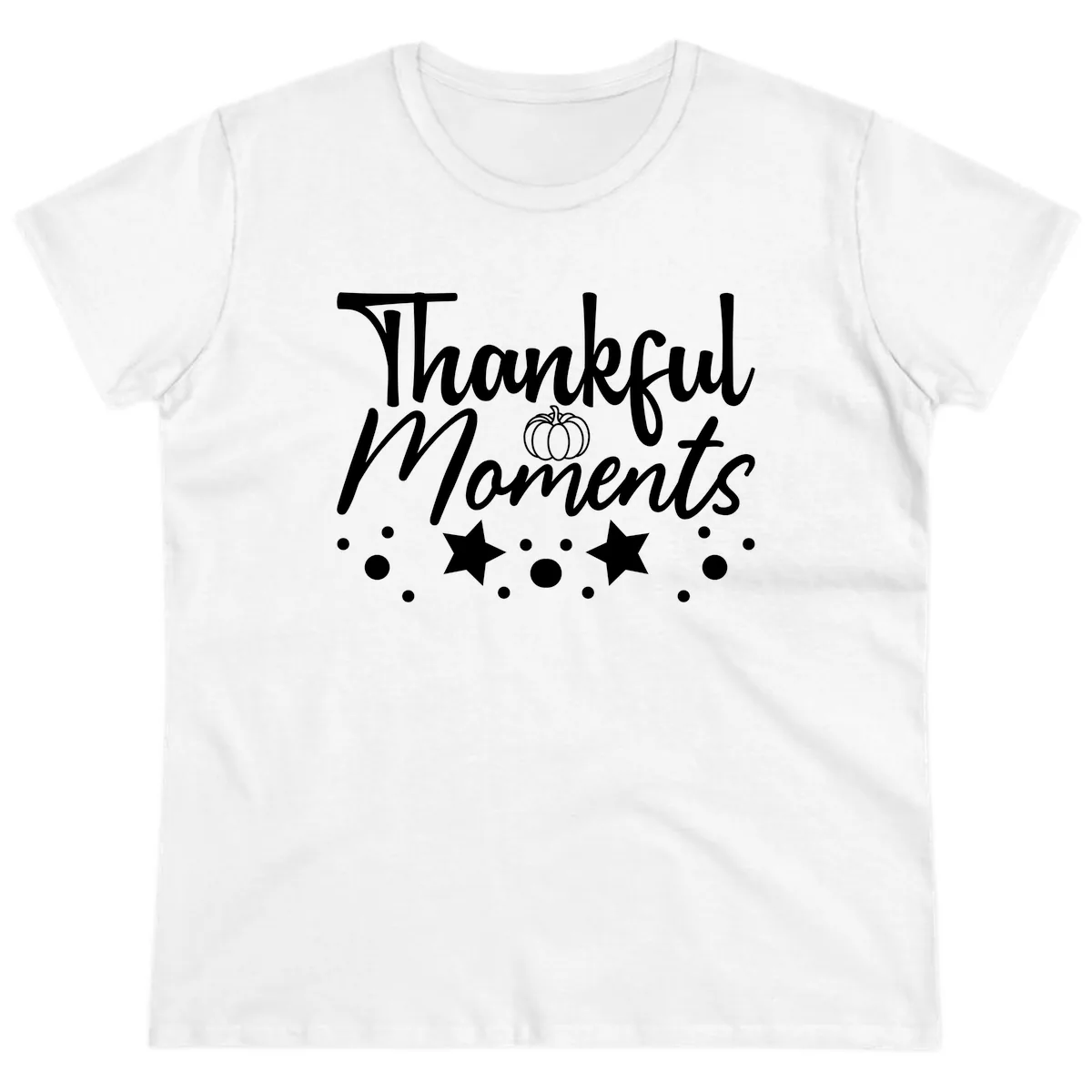Thankful Moments Autumn Design Ladies Tee in White