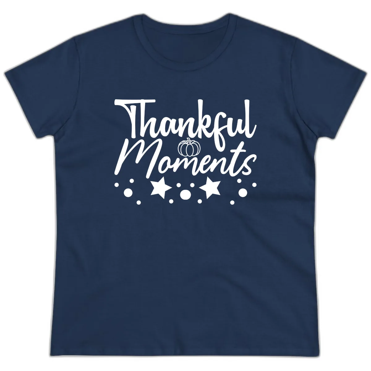 Thankful Moments Autumn Design Ladies Tee in Navy