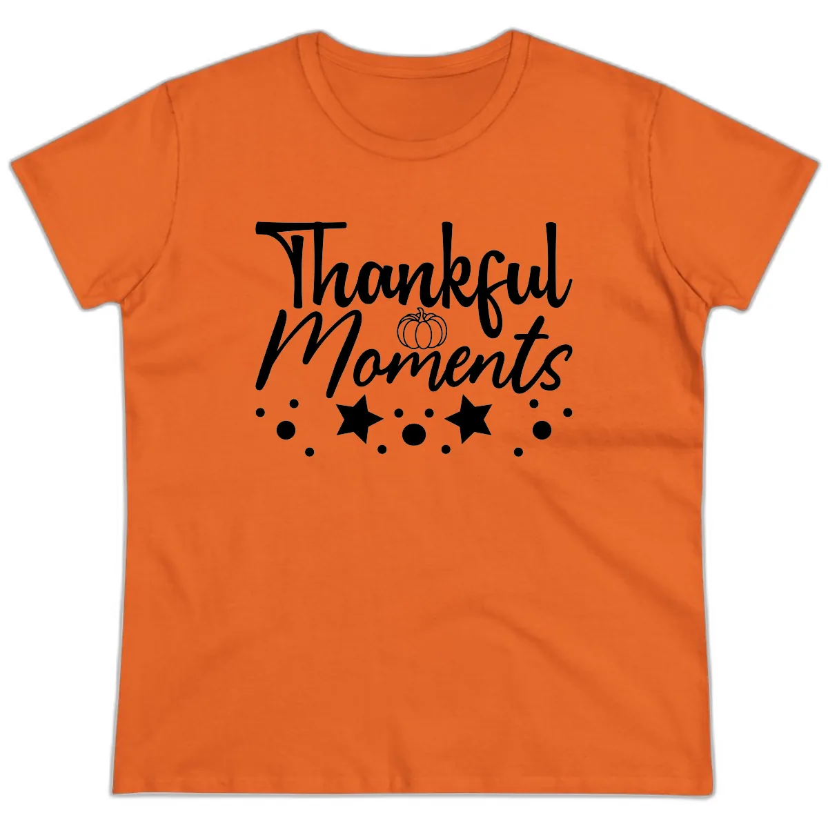 Thankful Moments Autumn Design Ladies Tee in Orange