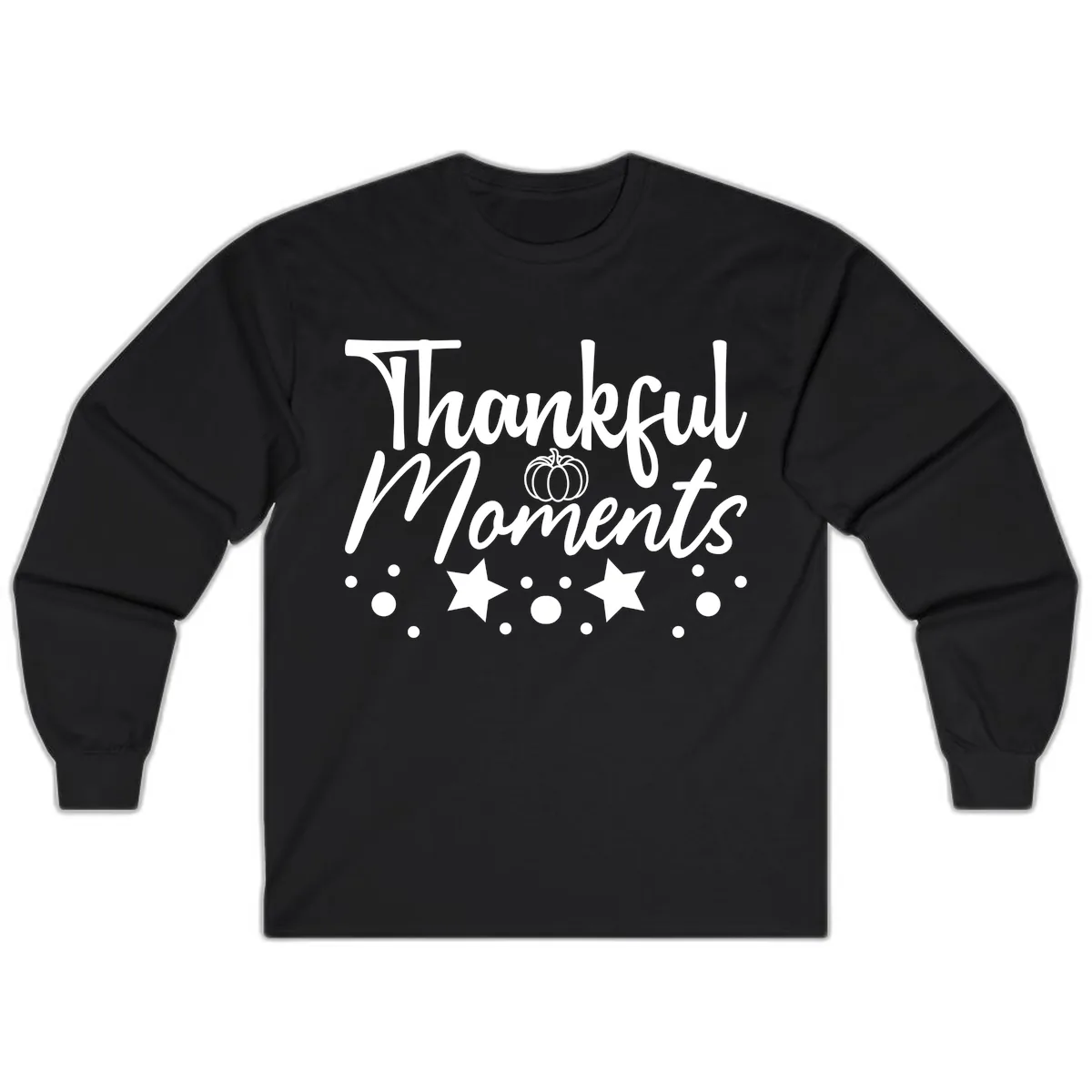 Thankful Moments Autumn Design Long Sleeve in Black