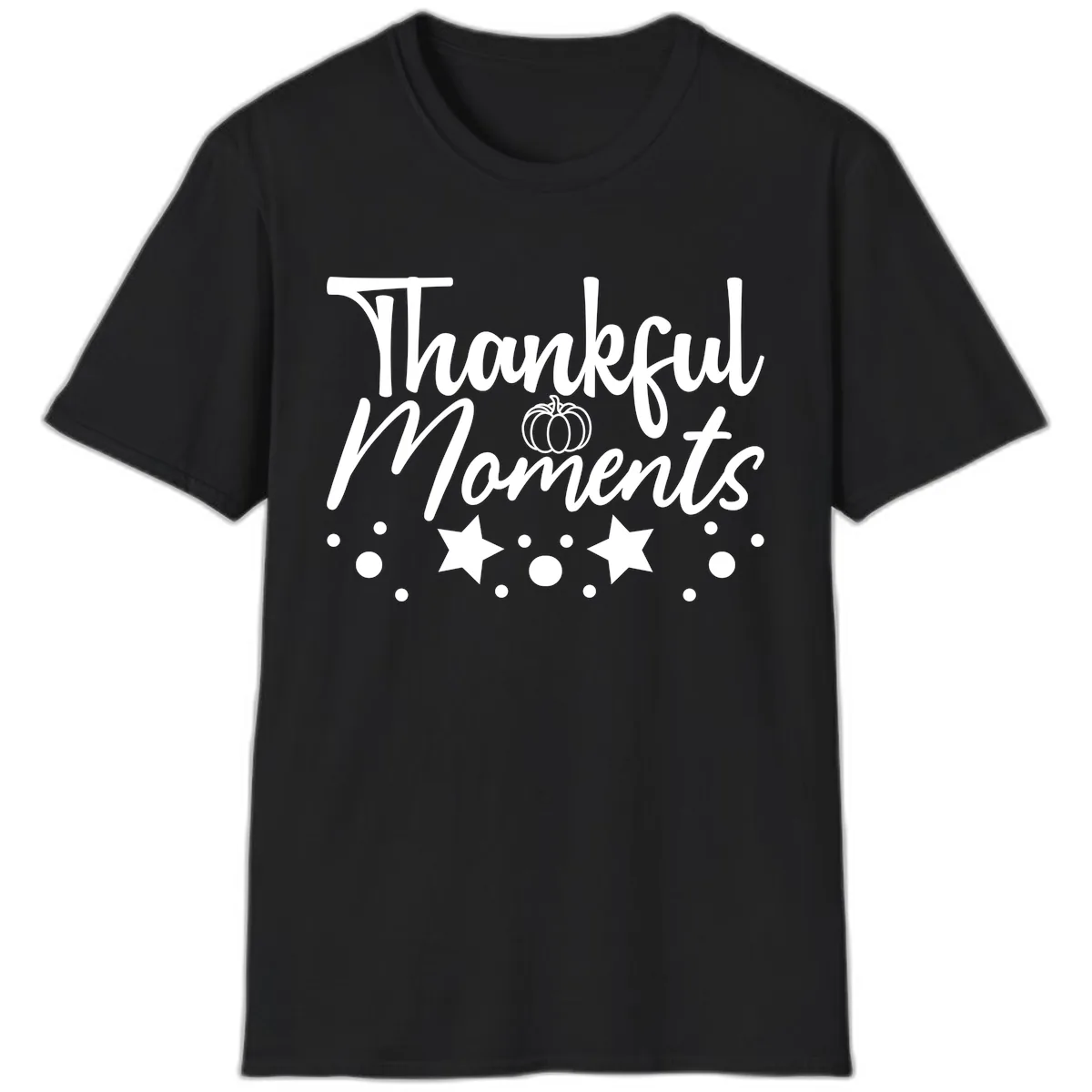 Thankful Moments Autumn Design T-Shirt in Black