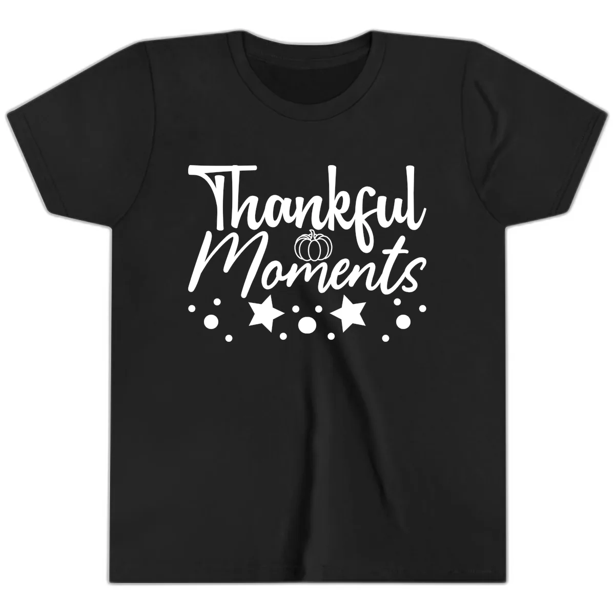 Thankful Moments Autumn Design Youth T-Shirt in Black