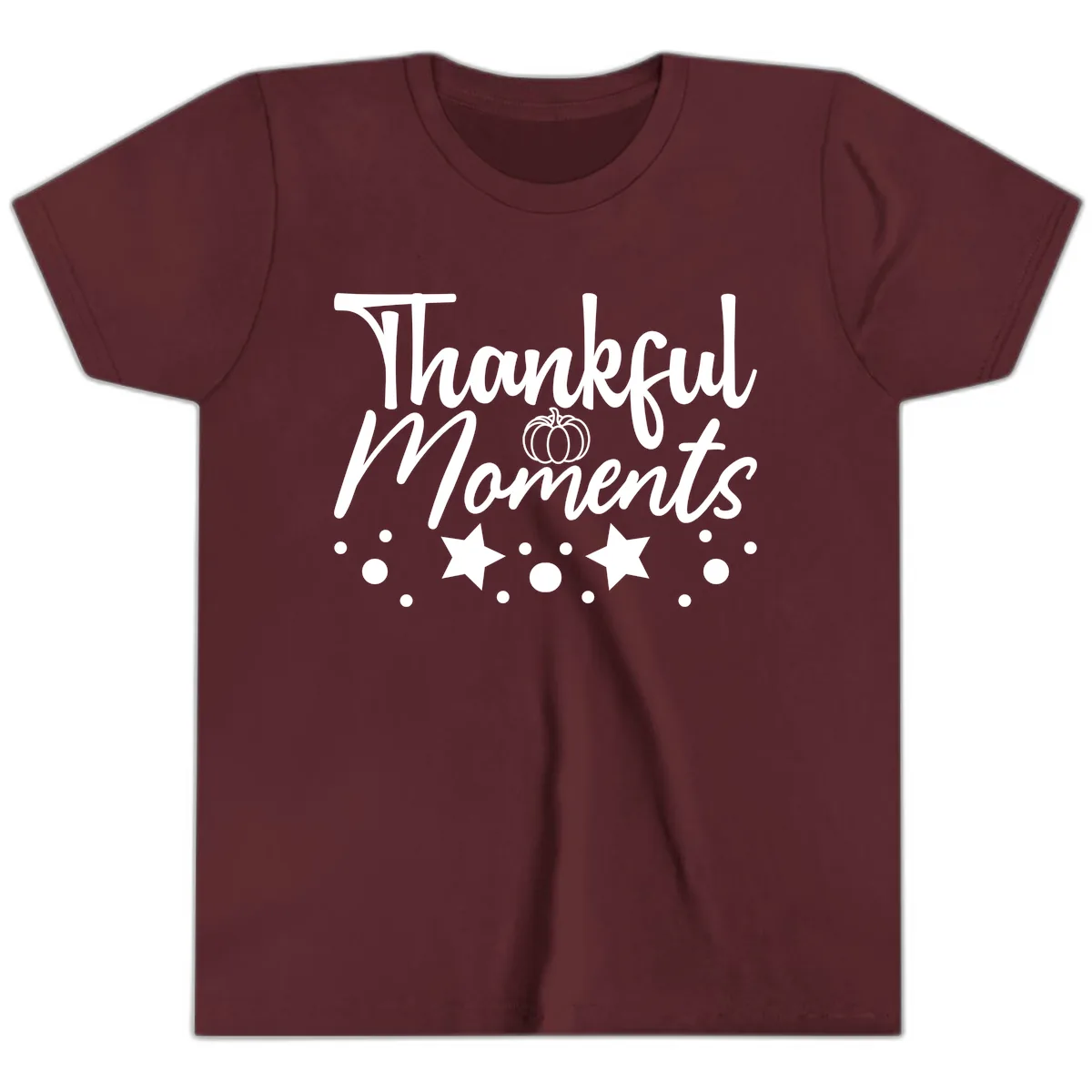 Thankful Moments Autumn Design Youth T-Shirt in Maroon