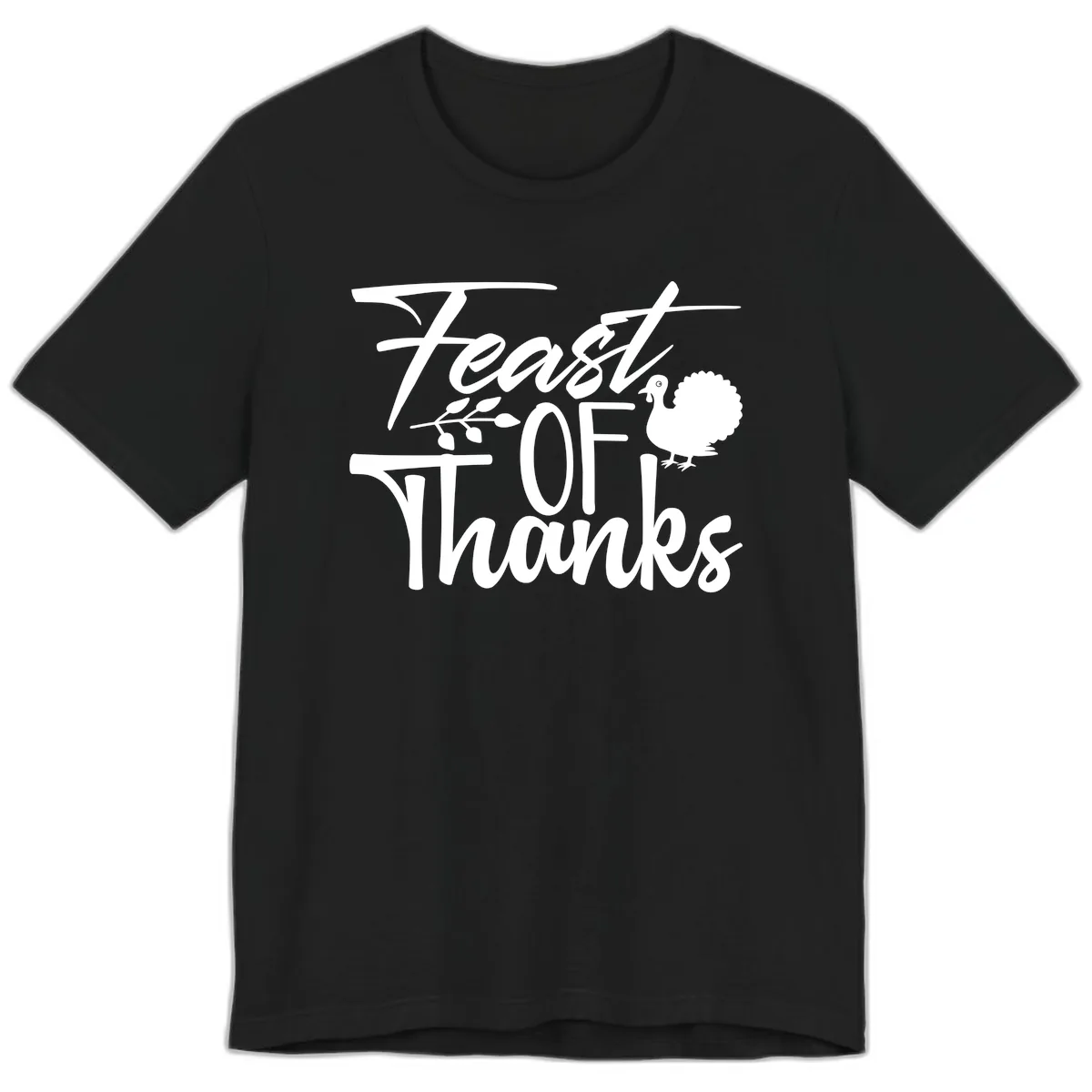 Feast Of Thanks Typography Design Premium T-Shirt in Black