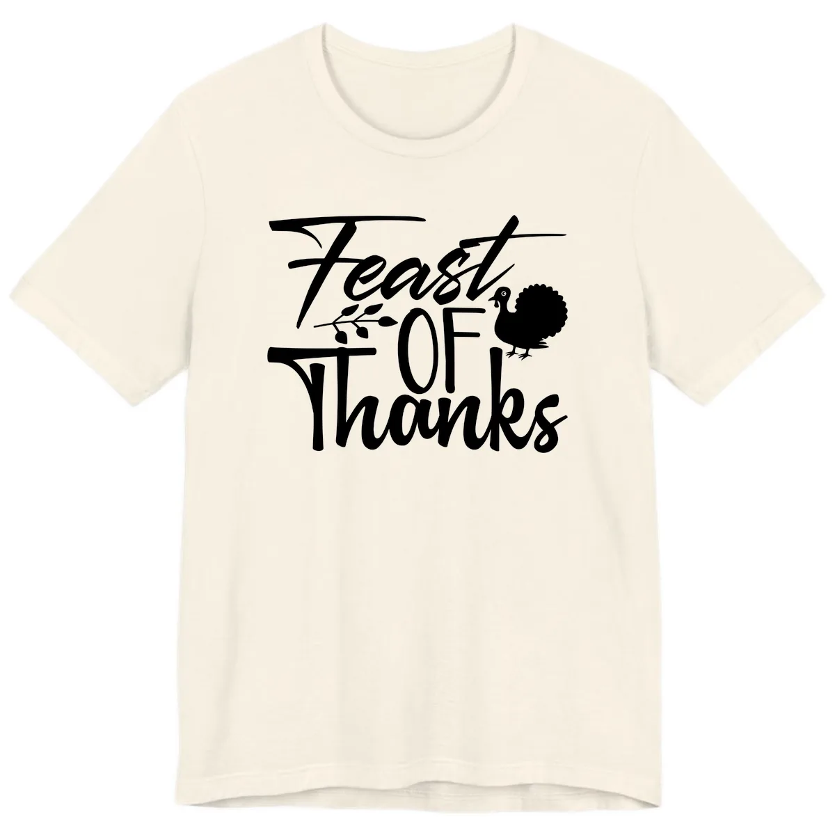 Feast Of Thanks Typography Design Premium T-Shirt in Natural