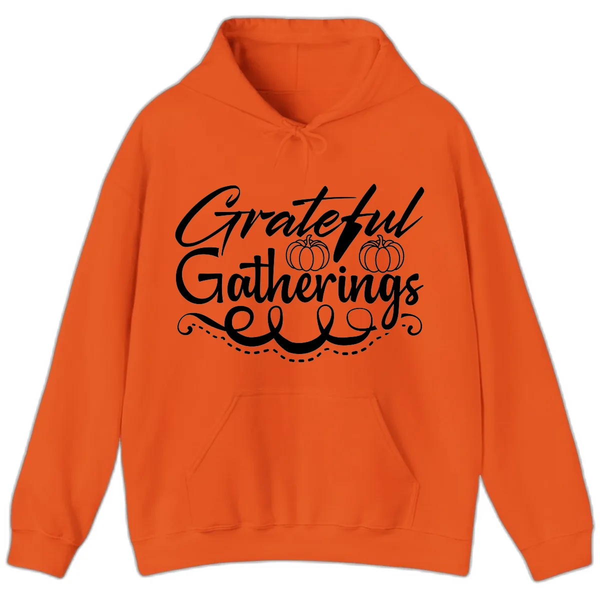 Grateful Gatherings With Pumpkins Hoodie in Orange