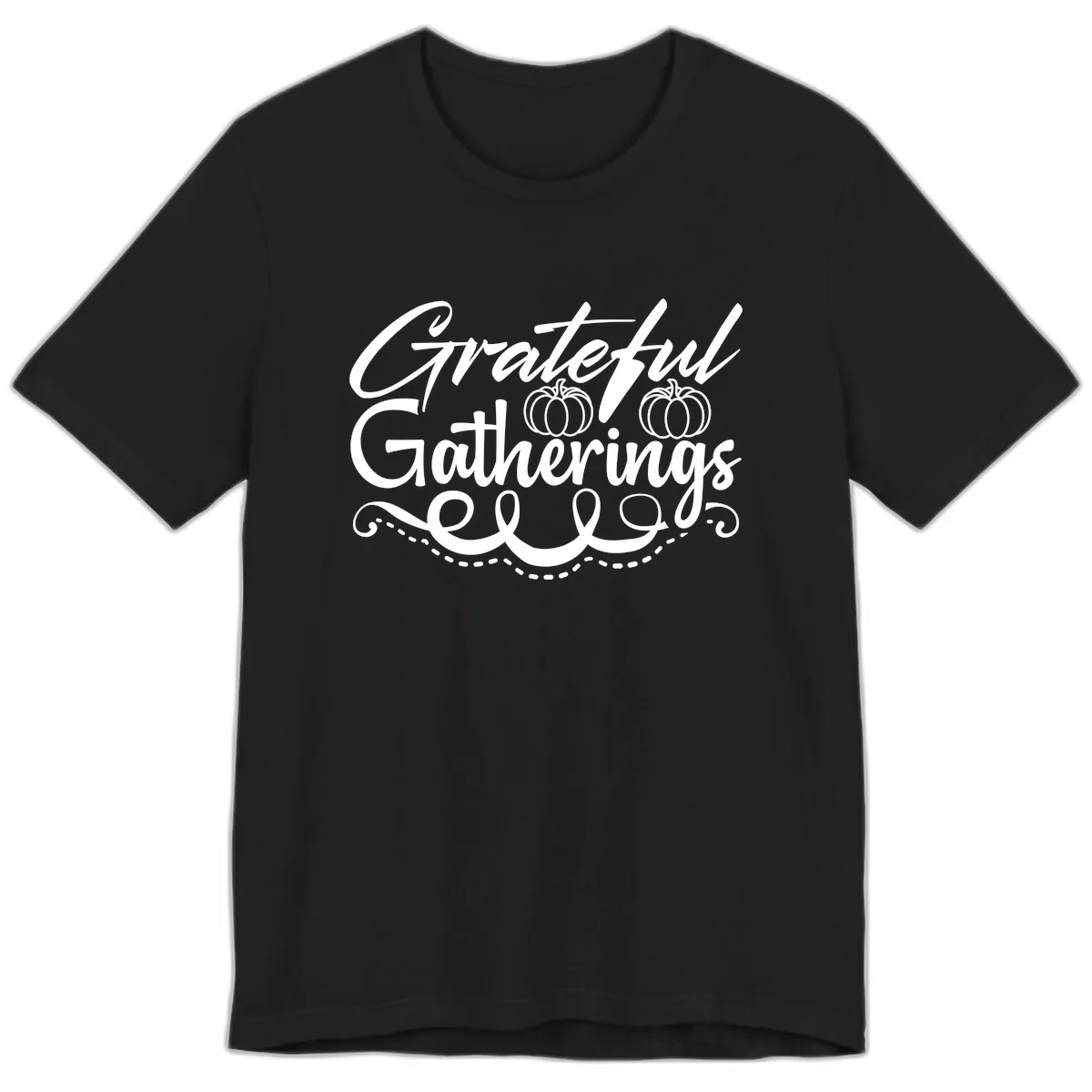 Grateful Gatherings With Pumpkins Premium T-Shirt in Black