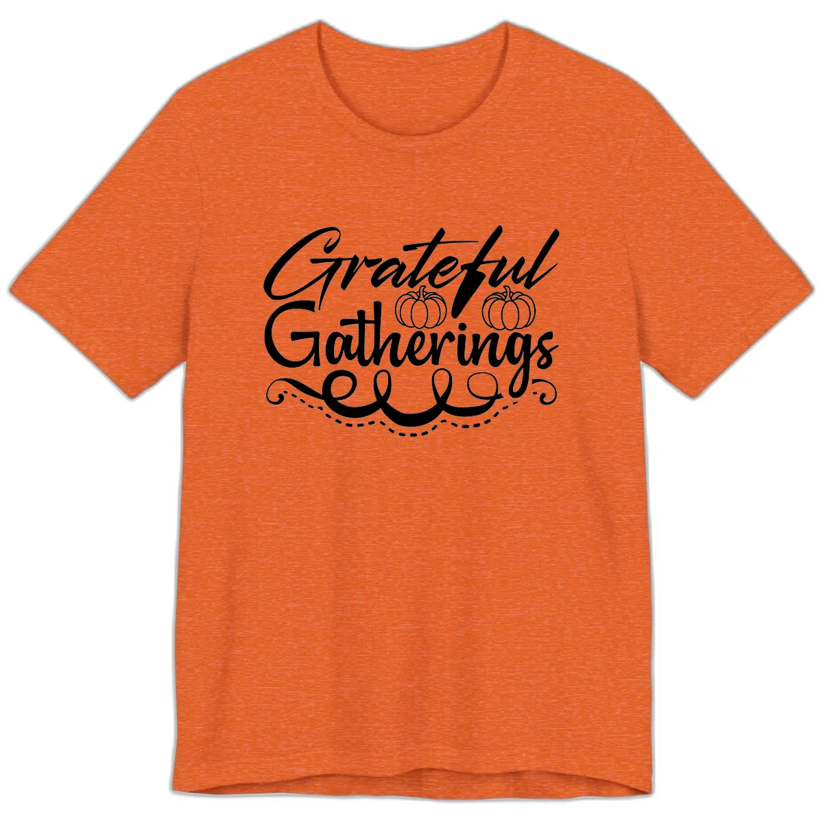 Grateful Gatherings With Pumpkins Premium T-Shirt in Heather Orange