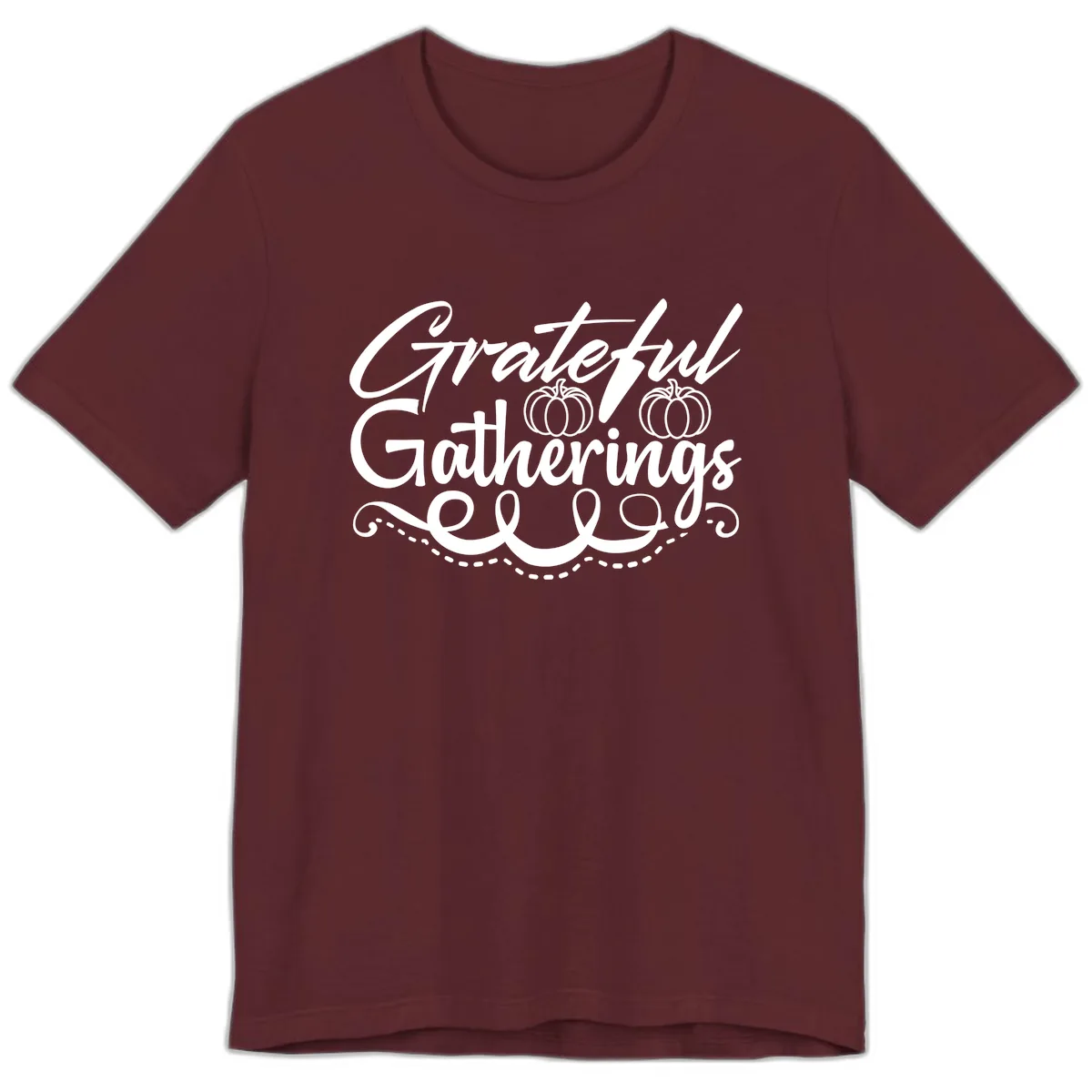 Grateful Gatherings With Pumpkins Premium T-Shirt in Maroon