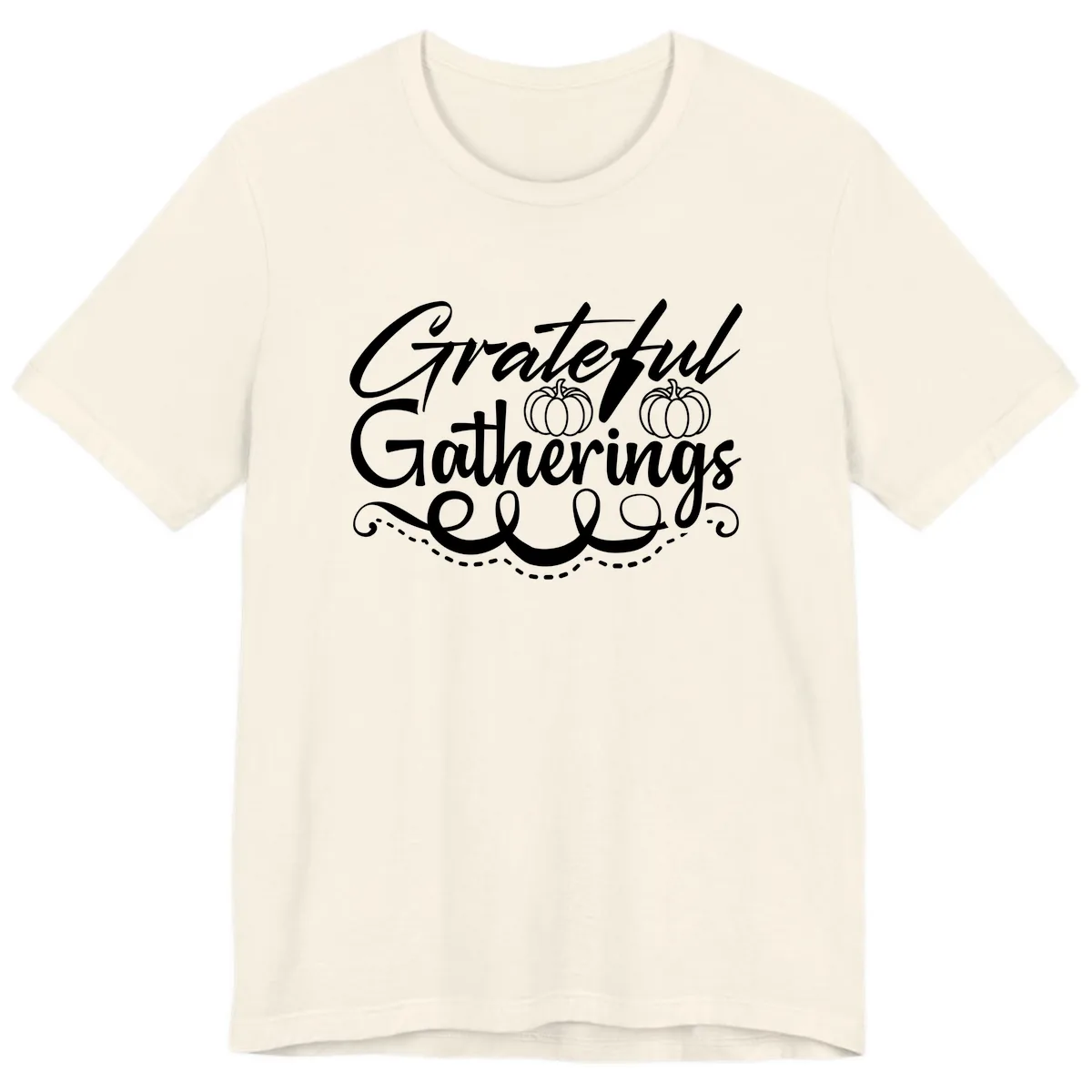 Grateful Gatherings With Pumpkins Premium T-Shirt in Natural