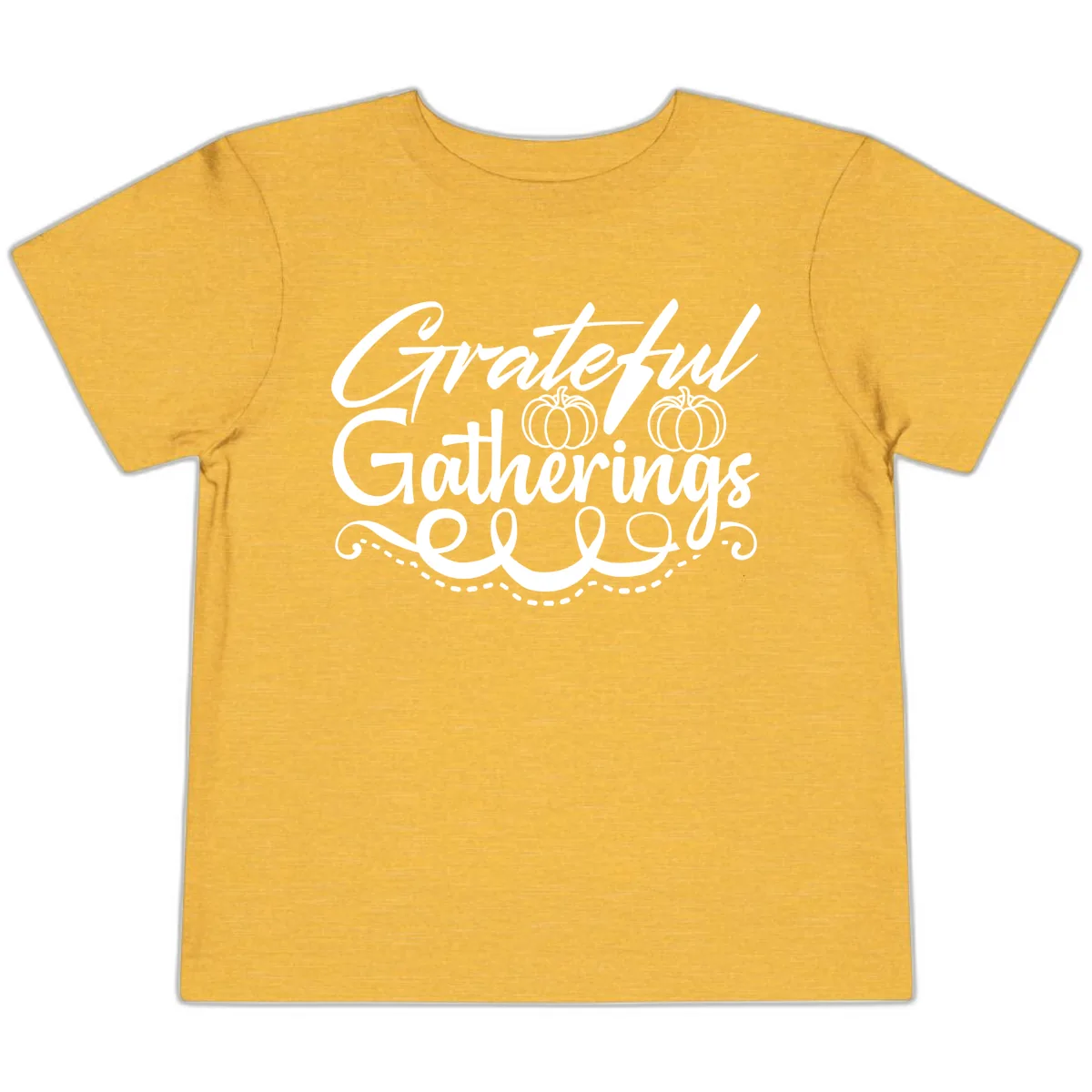 Grateful Gatherings With Pumpkins Toddler T-Shirt in Heather Yellow Gold