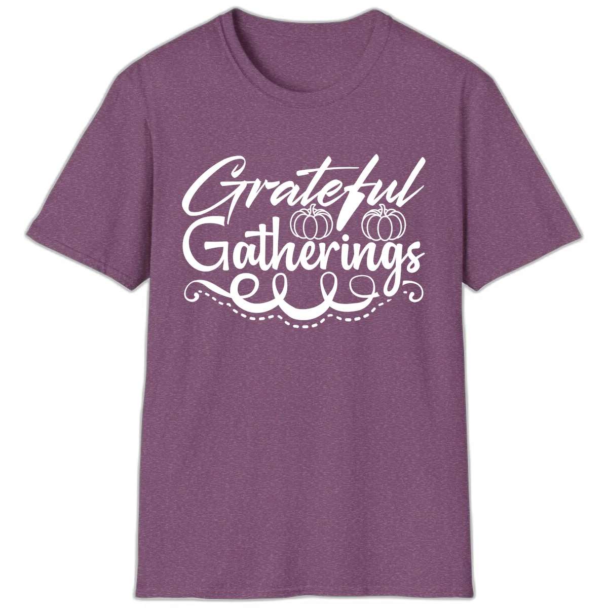 Grateful Gatherings With Pumpkins T-Shirt in Heather Maroon