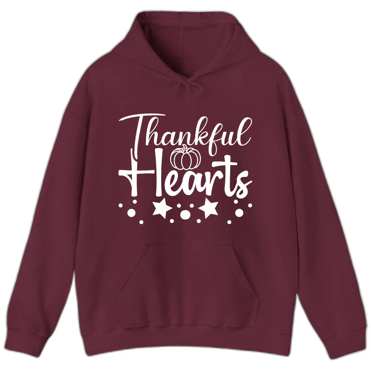Thankful Hearts Fall Design Hoodie in Maroon