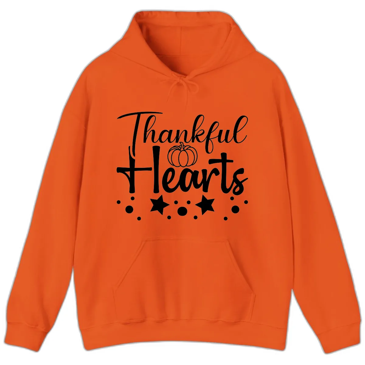 Thankful Hearts Fall Design Hoodie in Orange