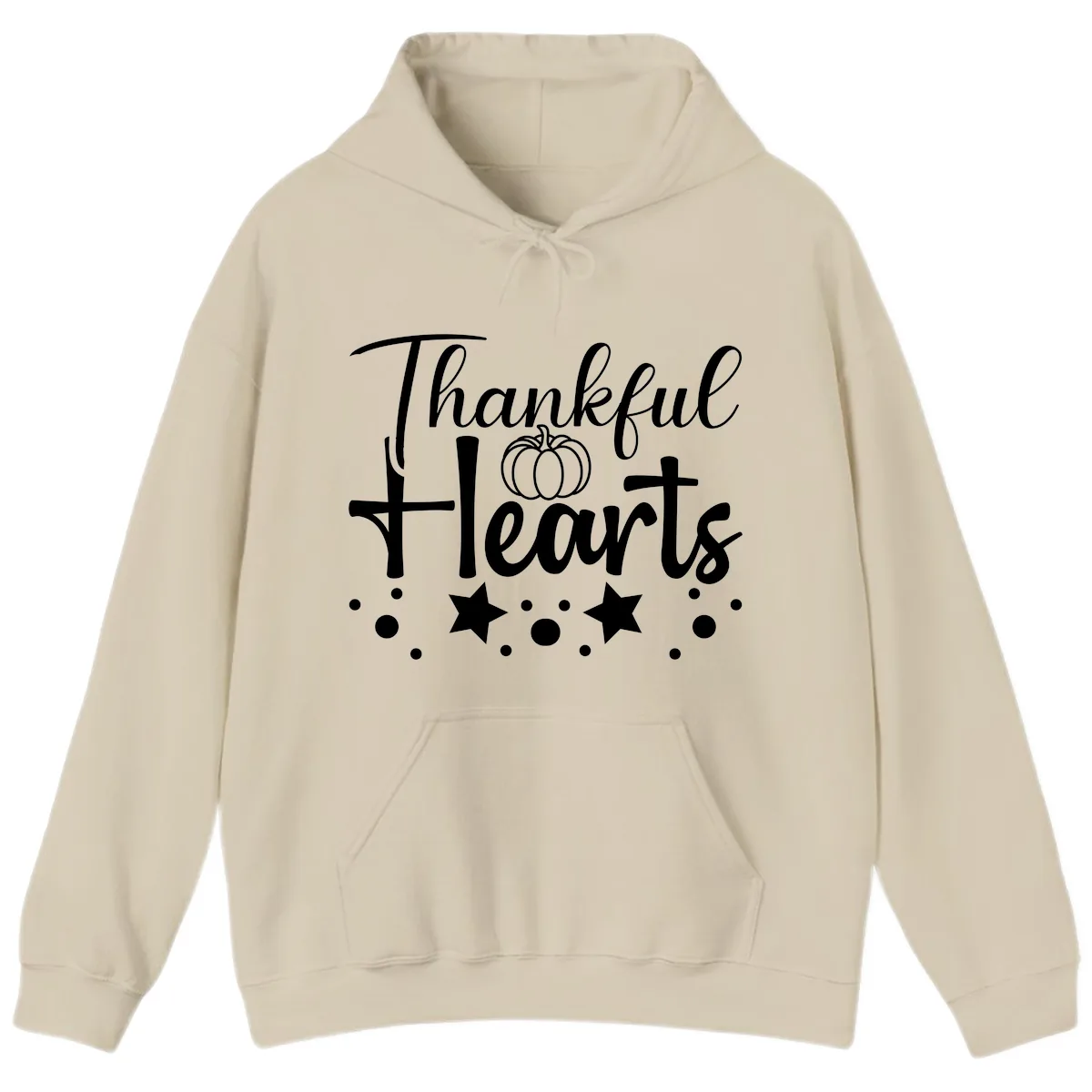 Thankful Hearts Fall Design Hoodie in Sand