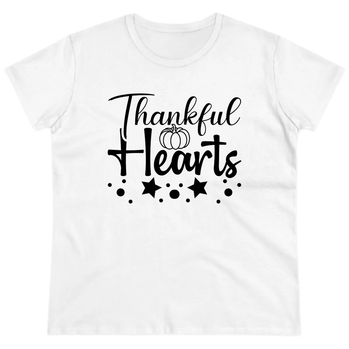 Thankful Hearts Fall Design Ladies Tee in White