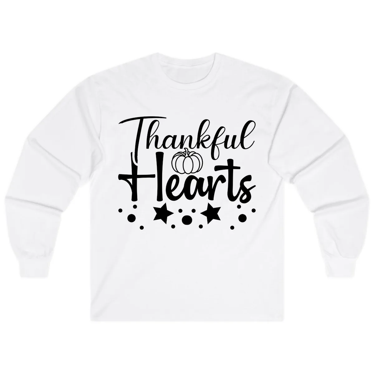 Thankful Hearts Fall Design Long Sleeve in White