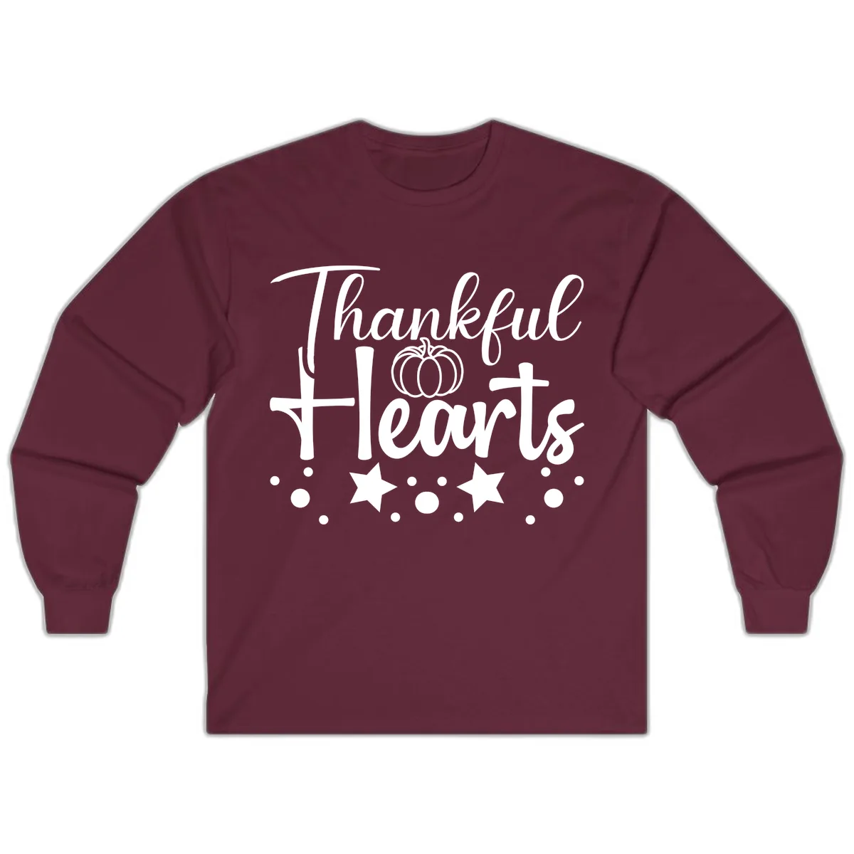 Thankful Hearts Fall Design Long Sleeve in Maroon