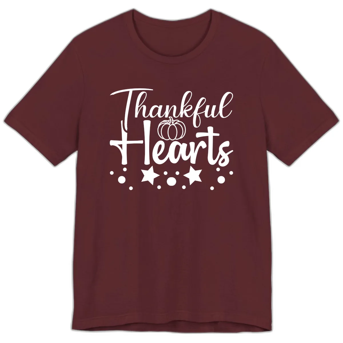 Thankful Hearts Fall Design Premium T-Shirt in Maroon
